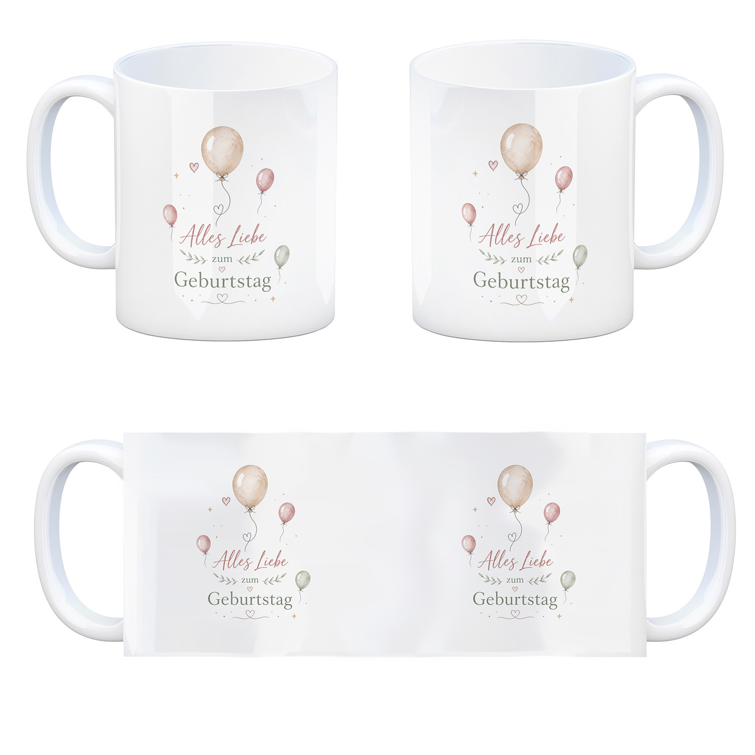 Kaffeebecher Alles Liebe zum Geburtstag - Ballons Tasse – Ansicht 4