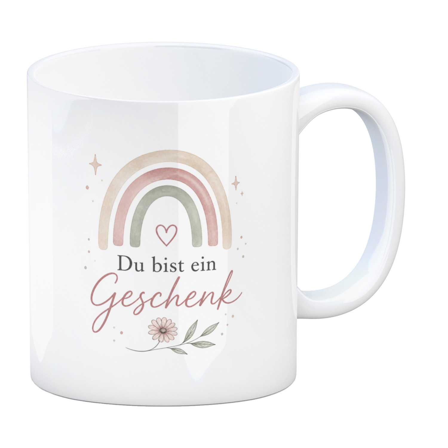 Kaffeebecher Du bist ein Geschenk - Kaffeetasse mit Regenbogenmotiv Tasse