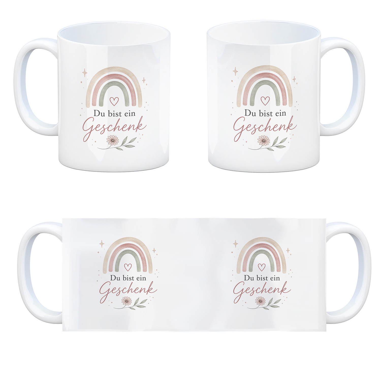 Kaffeebecher Du bist ein Geschenk - Kaffeetasse mit Regenbogenmotiv Tasse – Ansicht 4