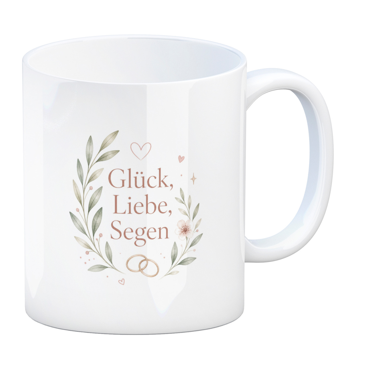 Kaffeebecher Glück - Tasse mit romantischem Hochzeitsmotiv
