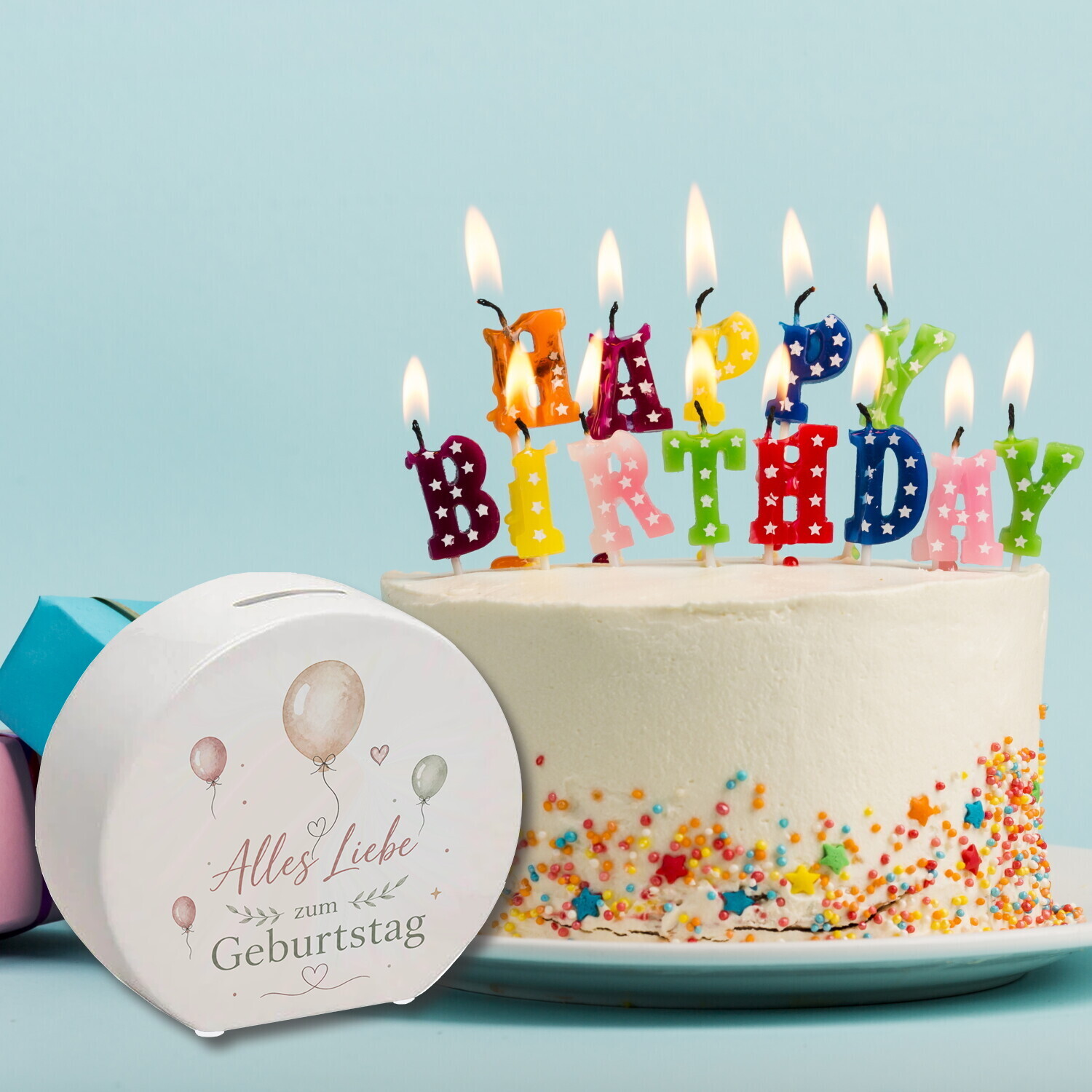 Spardose Alles Liebe zum Geburtstag - Ballons Sparschwein – Ansicht 6