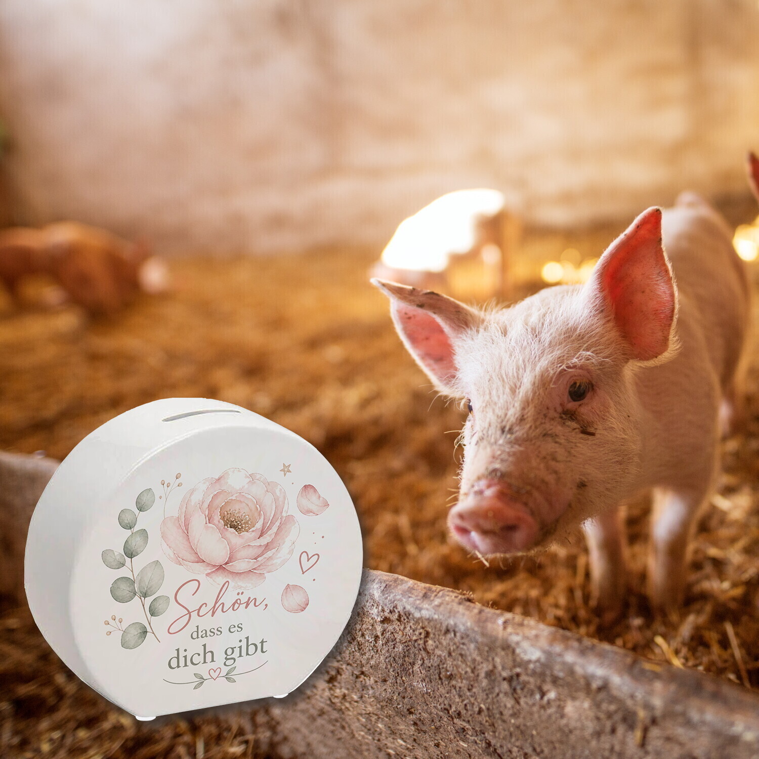 Spardose Schön - Blumenspruch Sparschwein im zarten Stil – Ansicht 6