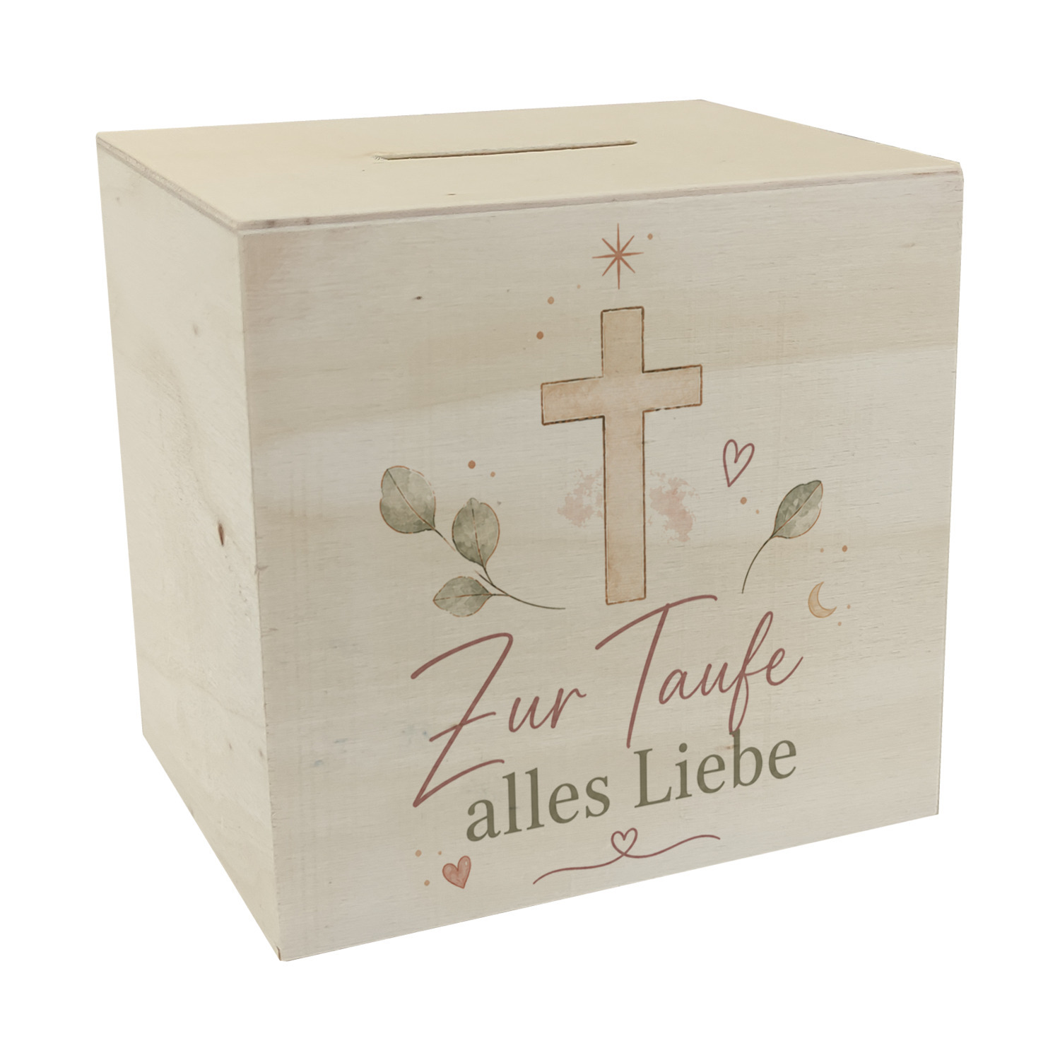 Spardose Holz Zur Taufe alles Liebe - christlich Sparschwein