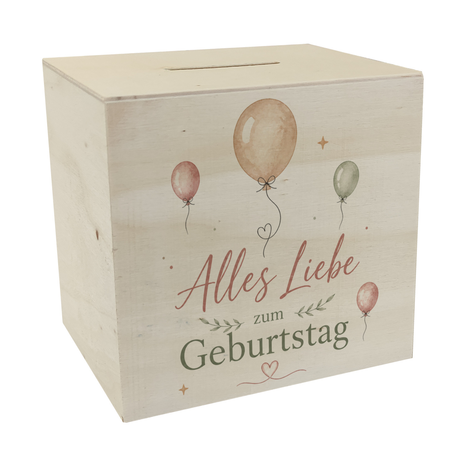 Spardose Holz Alles Liebe zum Geburtstag - Ballons Sparschwein