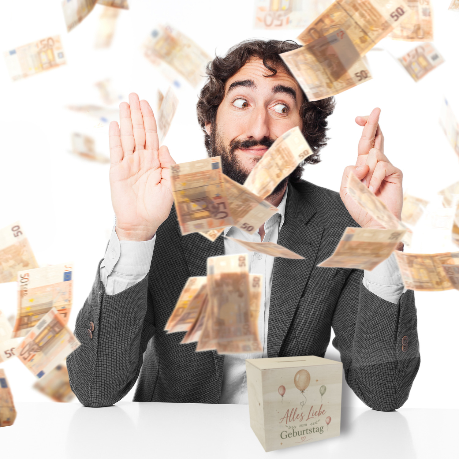 Spardose Holz Alles Liebe zum Geburtstag - Ballons Sparschwein – Ansicht 7