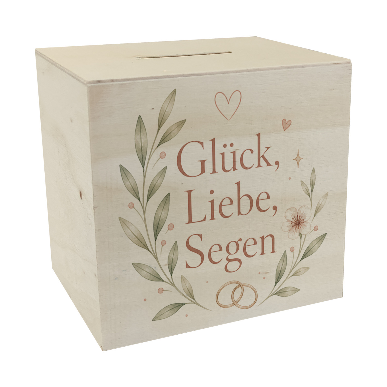 Spardose Holz Glück - Holzspardose mit Hochzeitsspruch