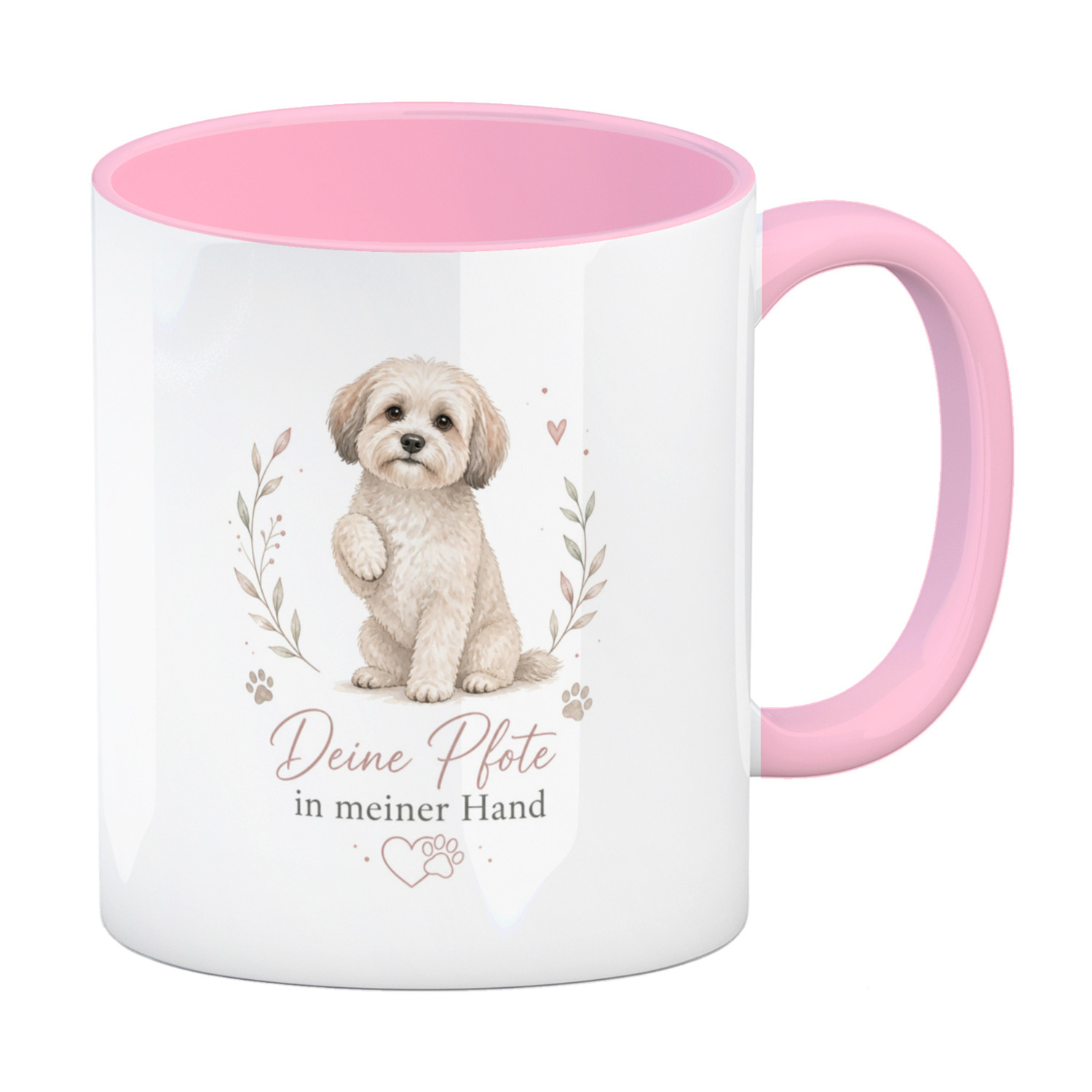 Kaffeebecher in rosa Deine Pfote in meiner Hand - Kaffeetasse mit süssem We