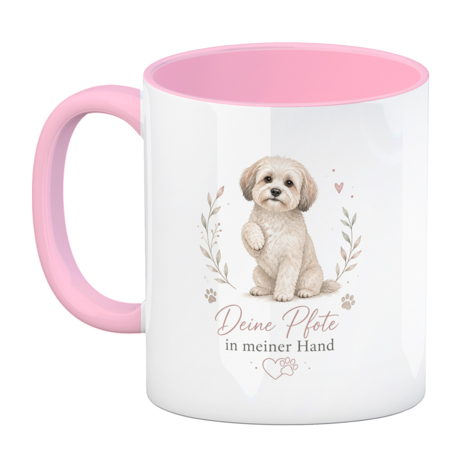 Kaffeebecher in rosa Deine Pfote in meiner Hand - Kaffeetasse mit süssem We – Ansicht 2