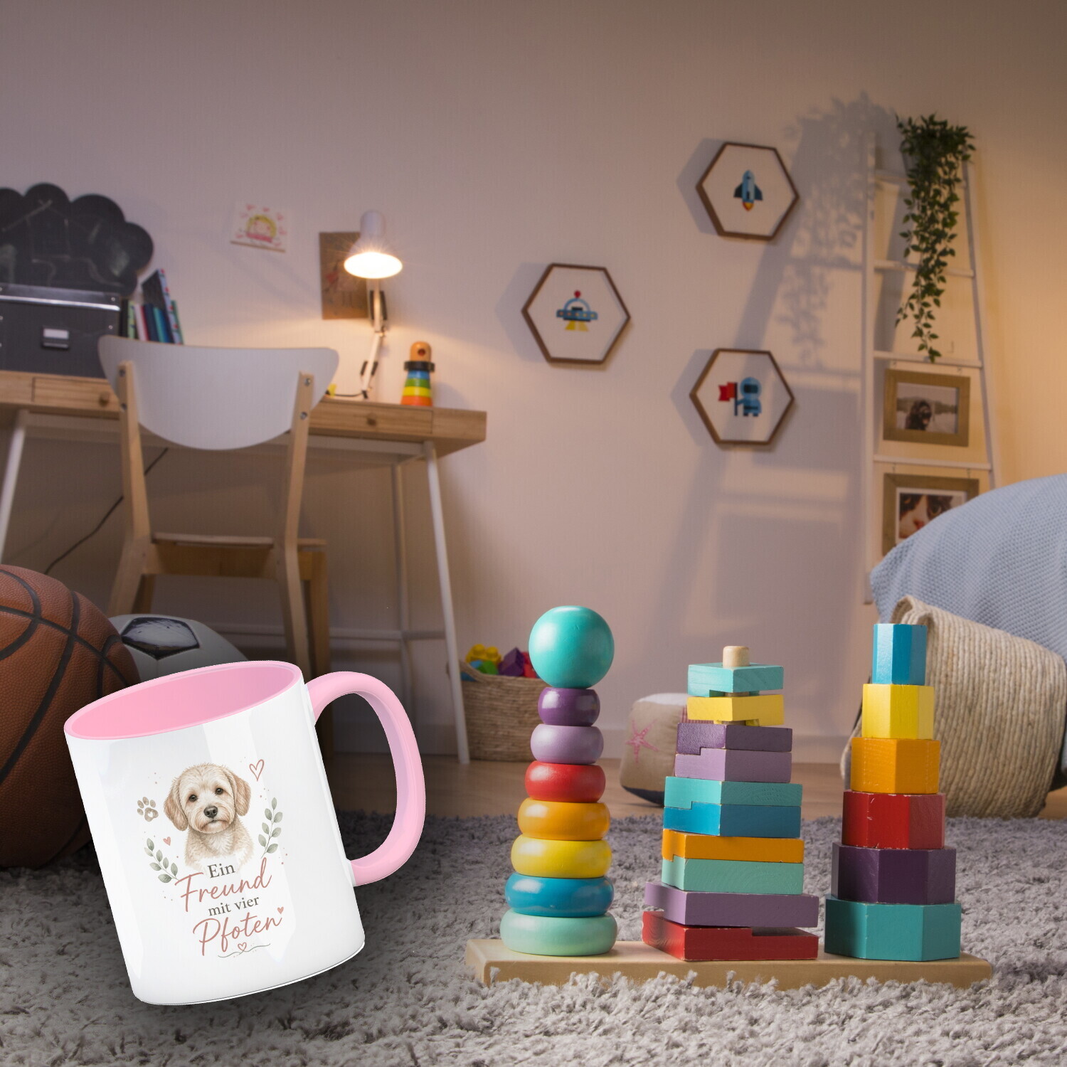 Kaffeebecher in rosa Ein Freund mit vier Pfoten - Hundespruch – Ansicht 3