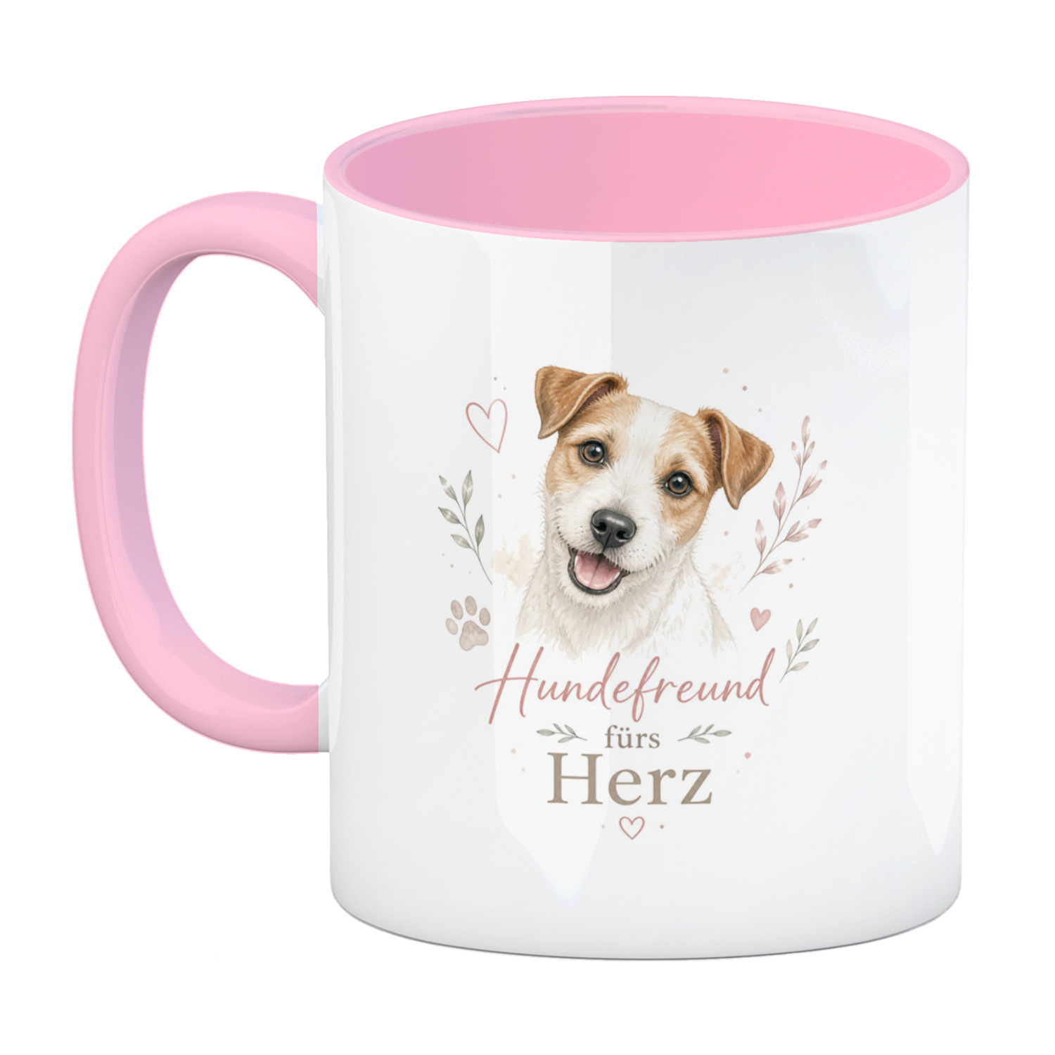Kaffeebecher in rosa Hundefreund fürs Herz - Hundemotiv Tasse – Ansicht 2