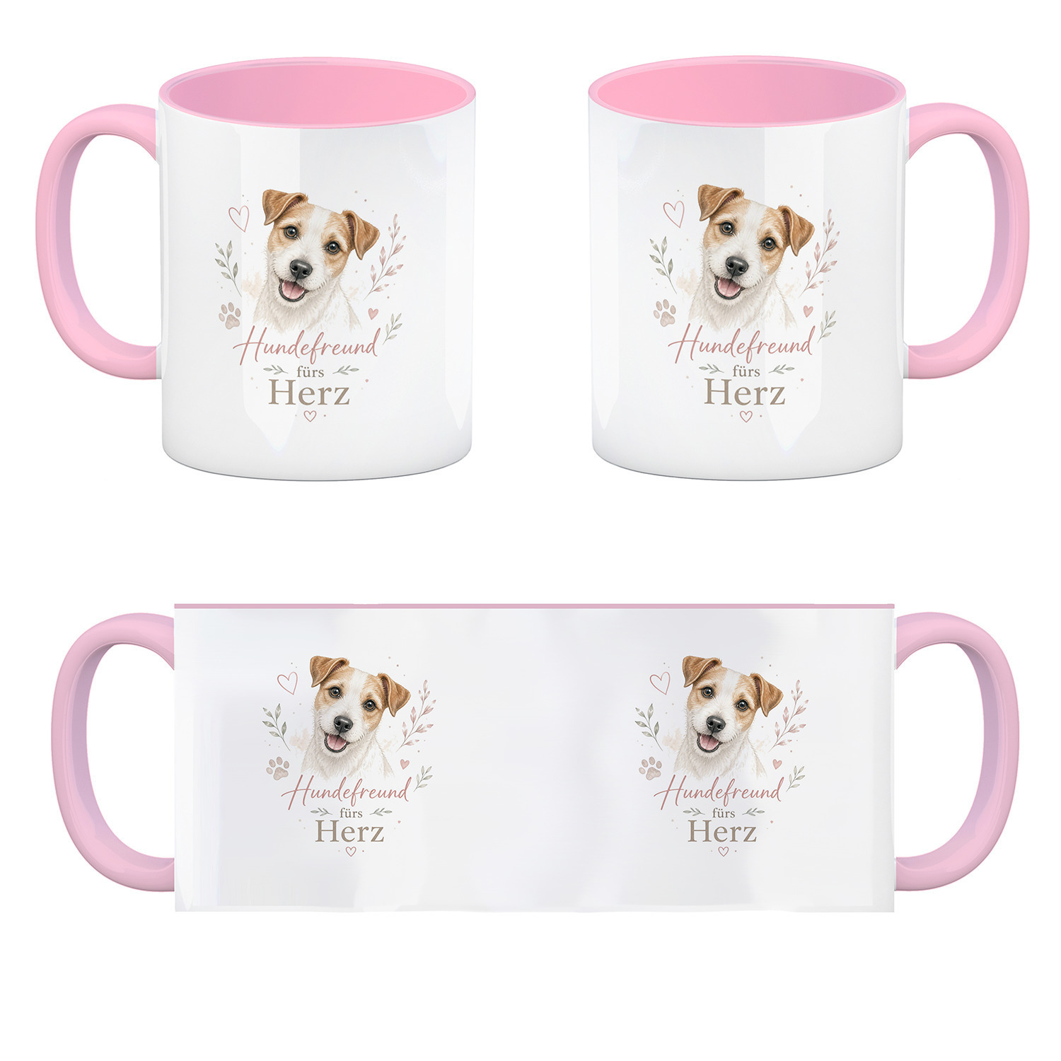 Kaffeebecher in rosa Hundefreund fürs Herz - Hundemotiv Tasse – Ansicht 4