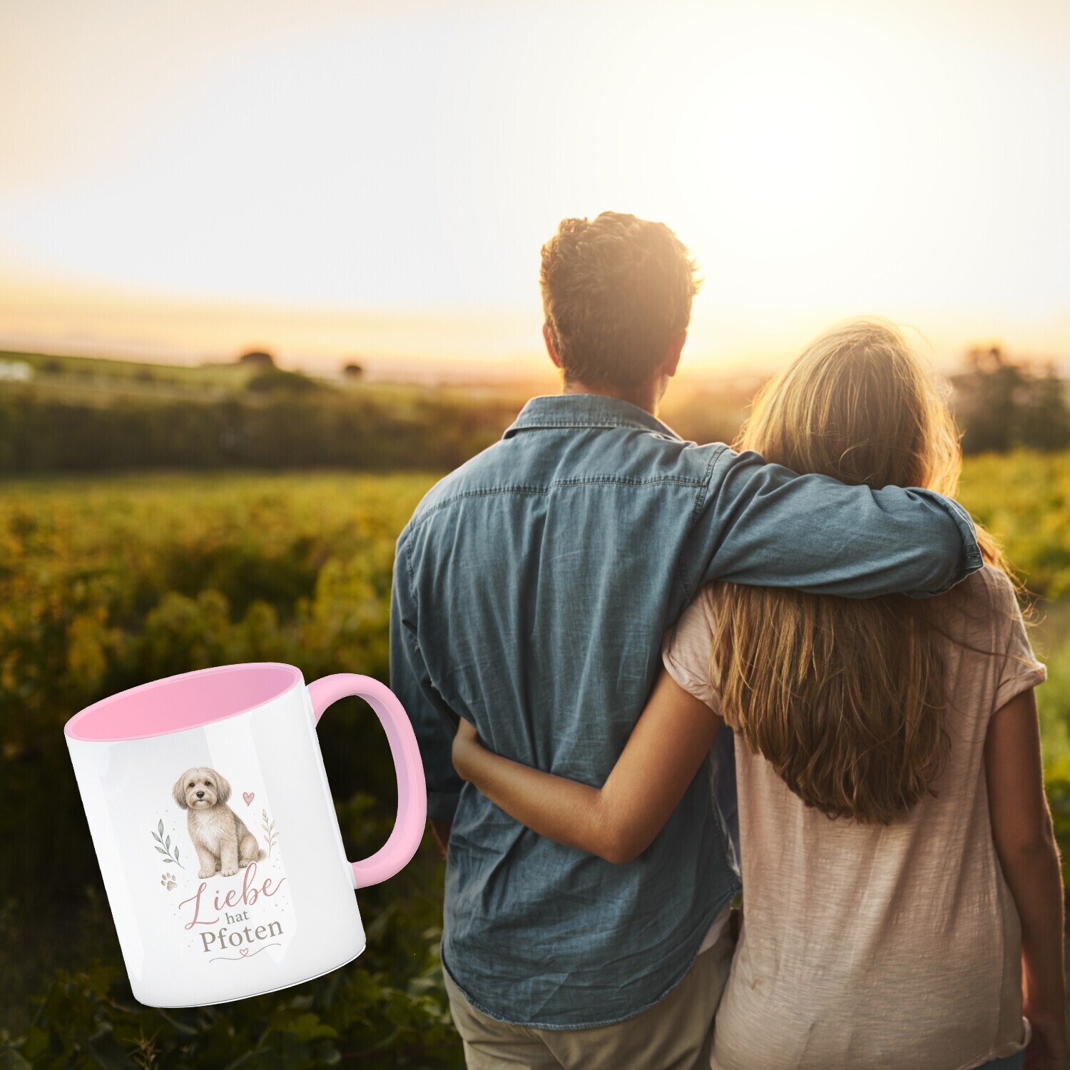 Kaffeebecher in rosa Liebe hat Pfoten - Hundespruch Tasse – Ansicht 3