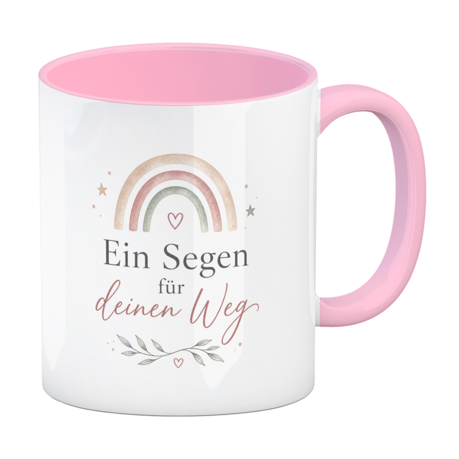 Kaffeebecher in rosa Ein Segen für deinen Weg - Regenbogen Tasse
