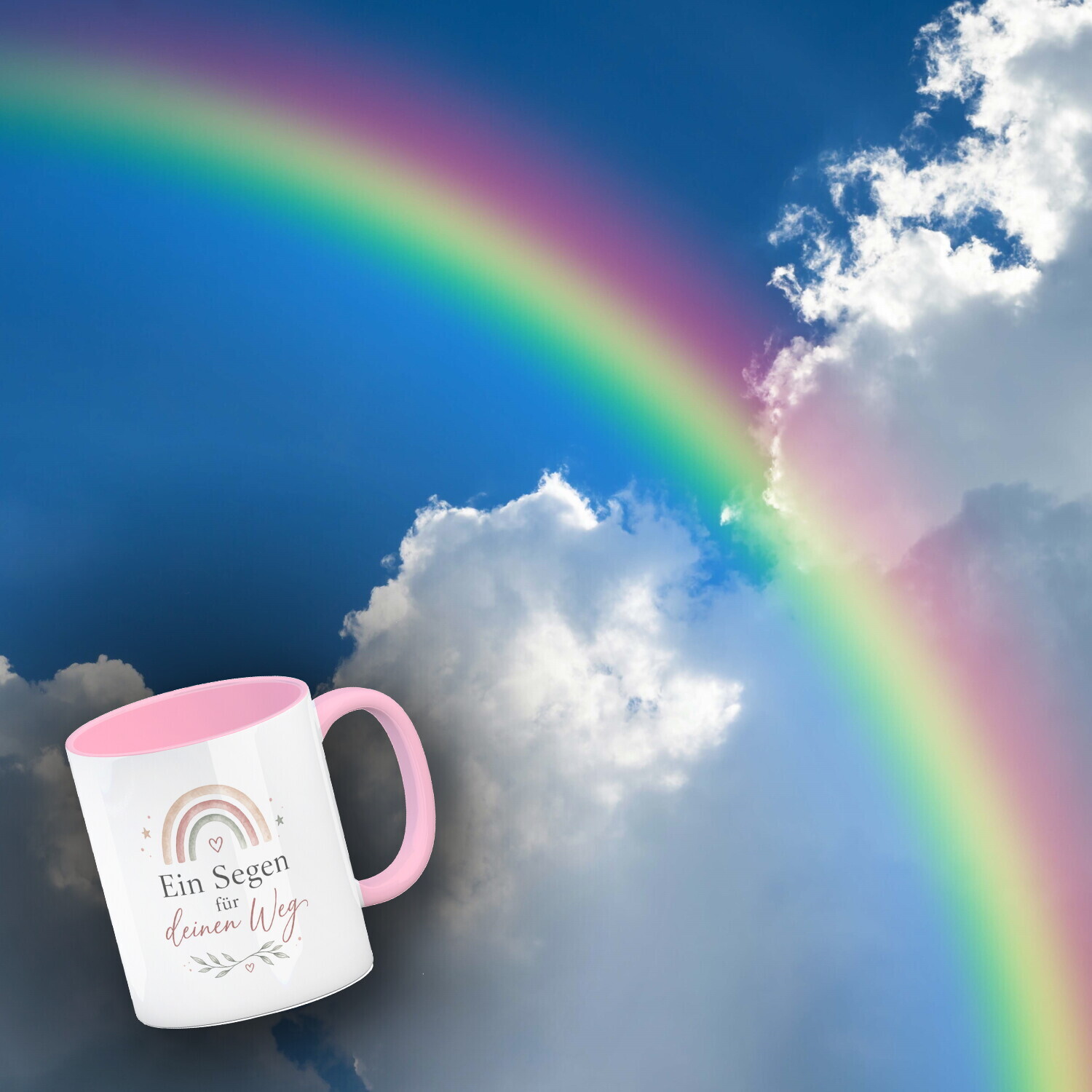 Kaffeebecher in rosa Ein Segen für deinen Weg - Regenbogen Tasse – Ansicht 3