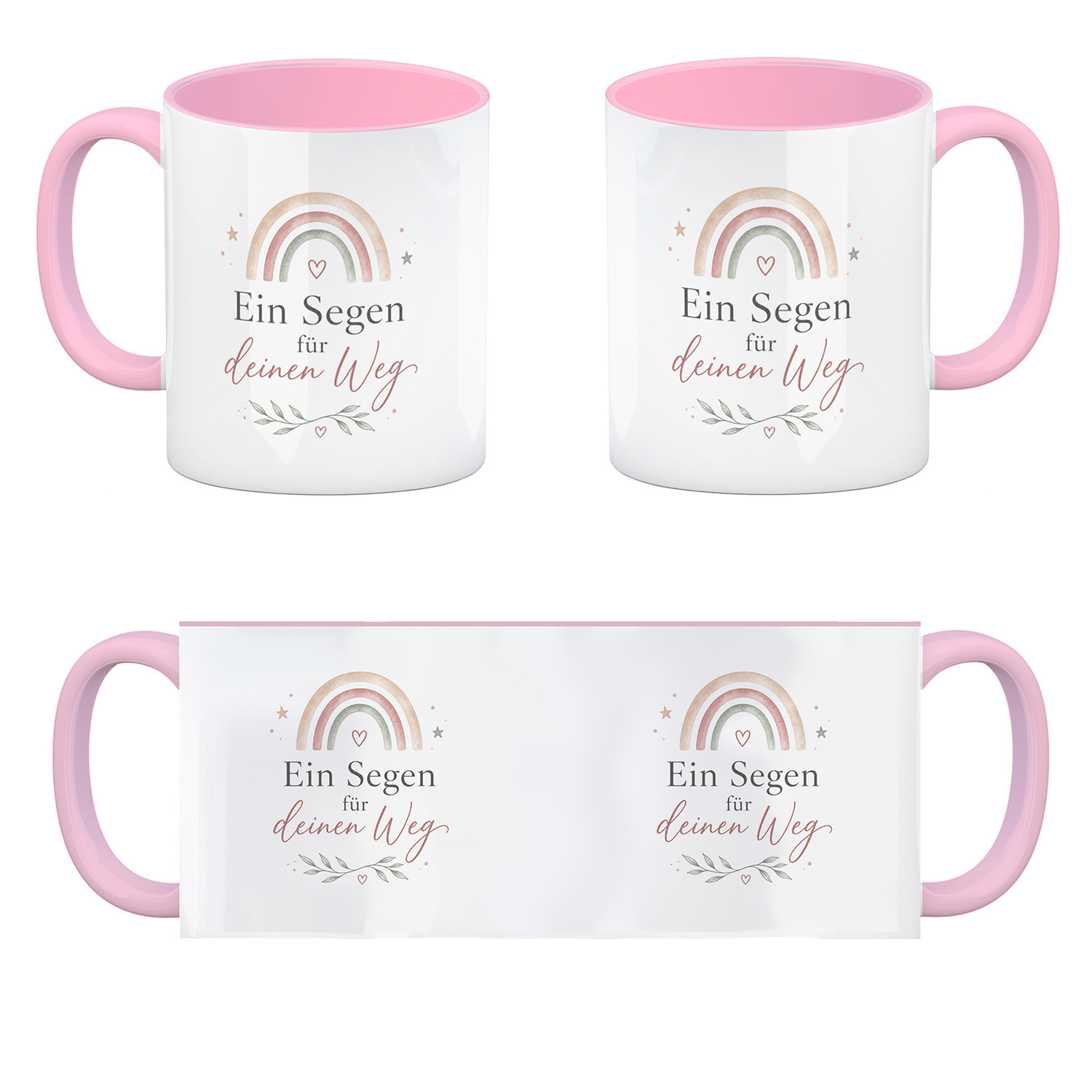 Kaffeebecher in rosa Ein Segen für deinen Weg - Regenbogen Tasse – Ansicht 4