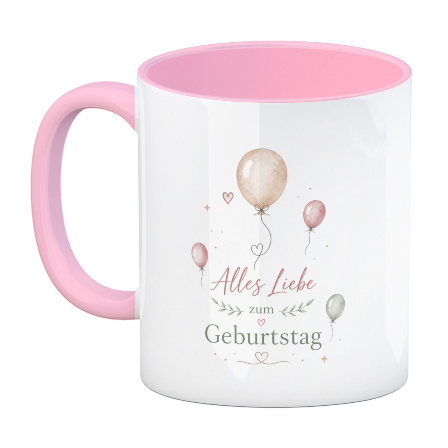 Kaffeebecher in rosa Alles Liebe zum Geburtstag - Ballons Tasse – Ansicht 2
