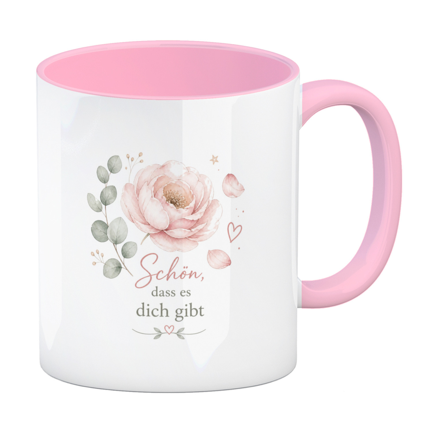 Kaffeebecher in rosa Schön - Kaffeetasse mit Aquarellblüte
