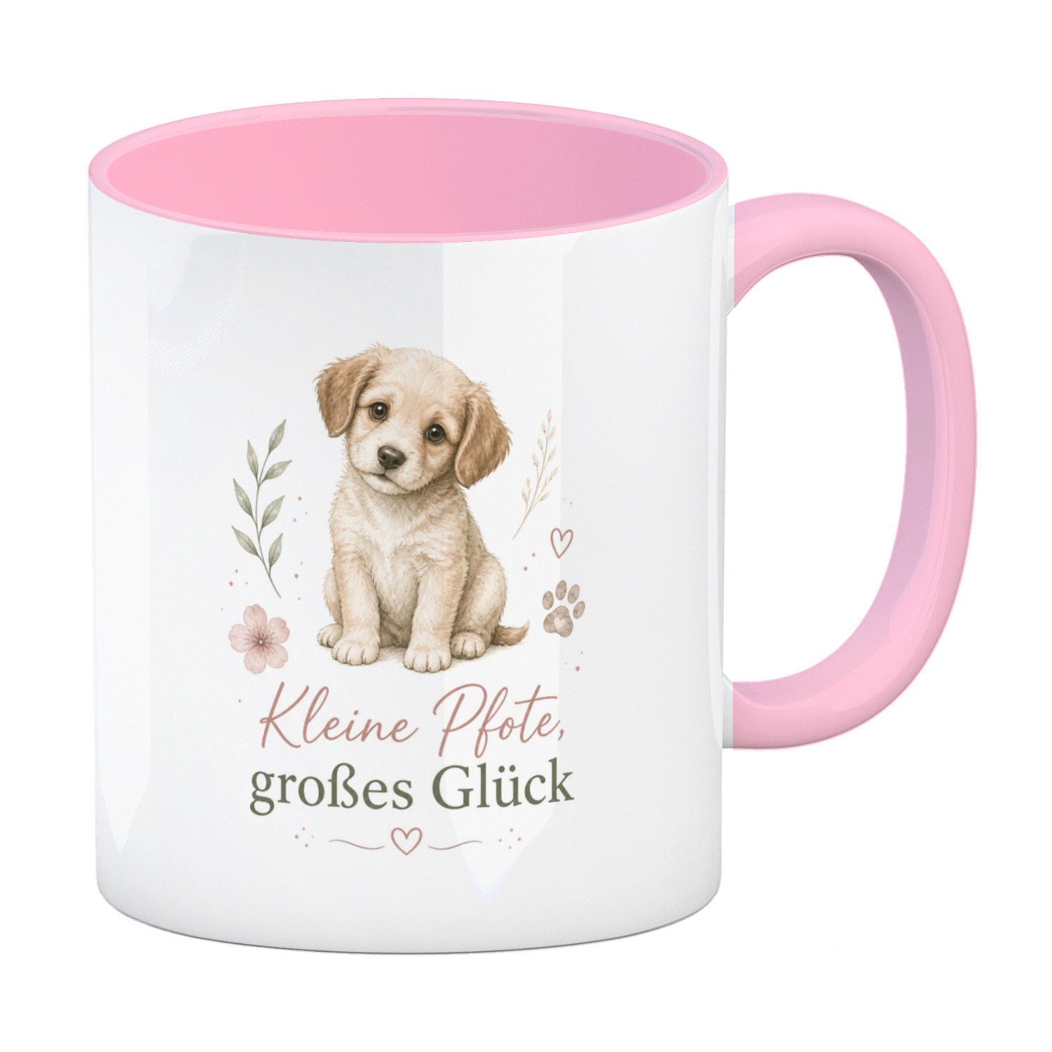 Kaffeebecher in rosa Kleine Pfote - Kaffeetasse mit Pfotenmotiv