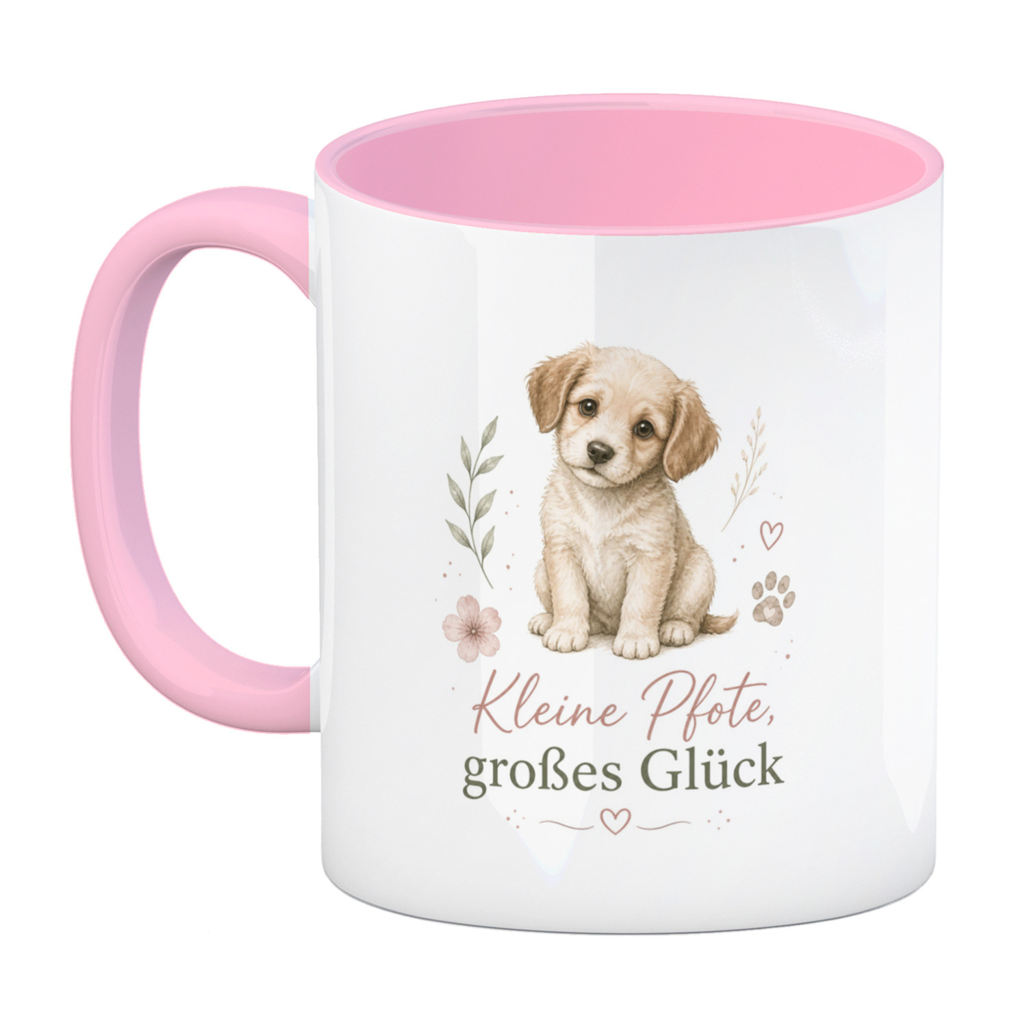 Kaffeebecher in rosa Kleine Pfote - Kaffeetasse mit Pfotenmotiv – Ansicht 2