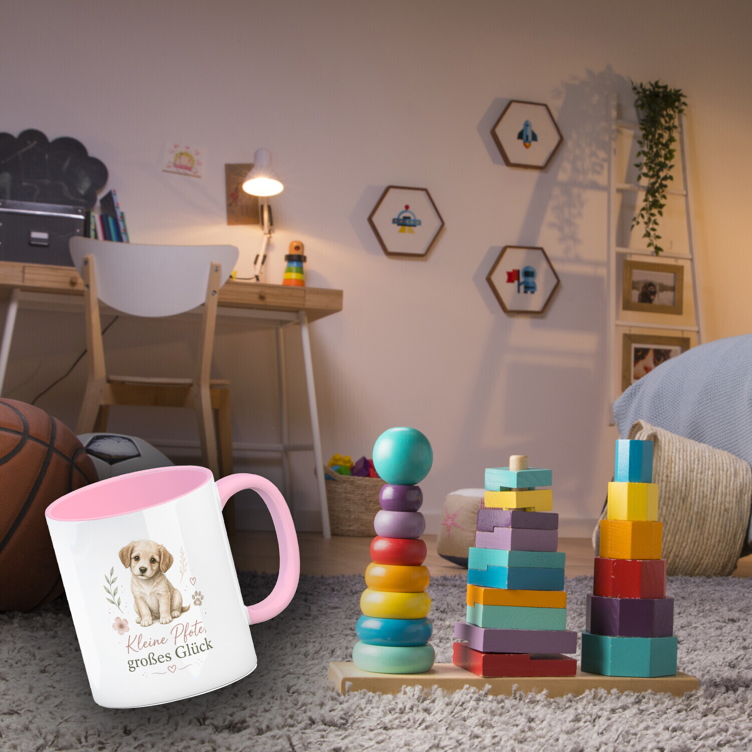 Kaffeebecher in rosa Kleine Pfote - Kaffeetasse mit Pfotenmotiv – Ansicht 3