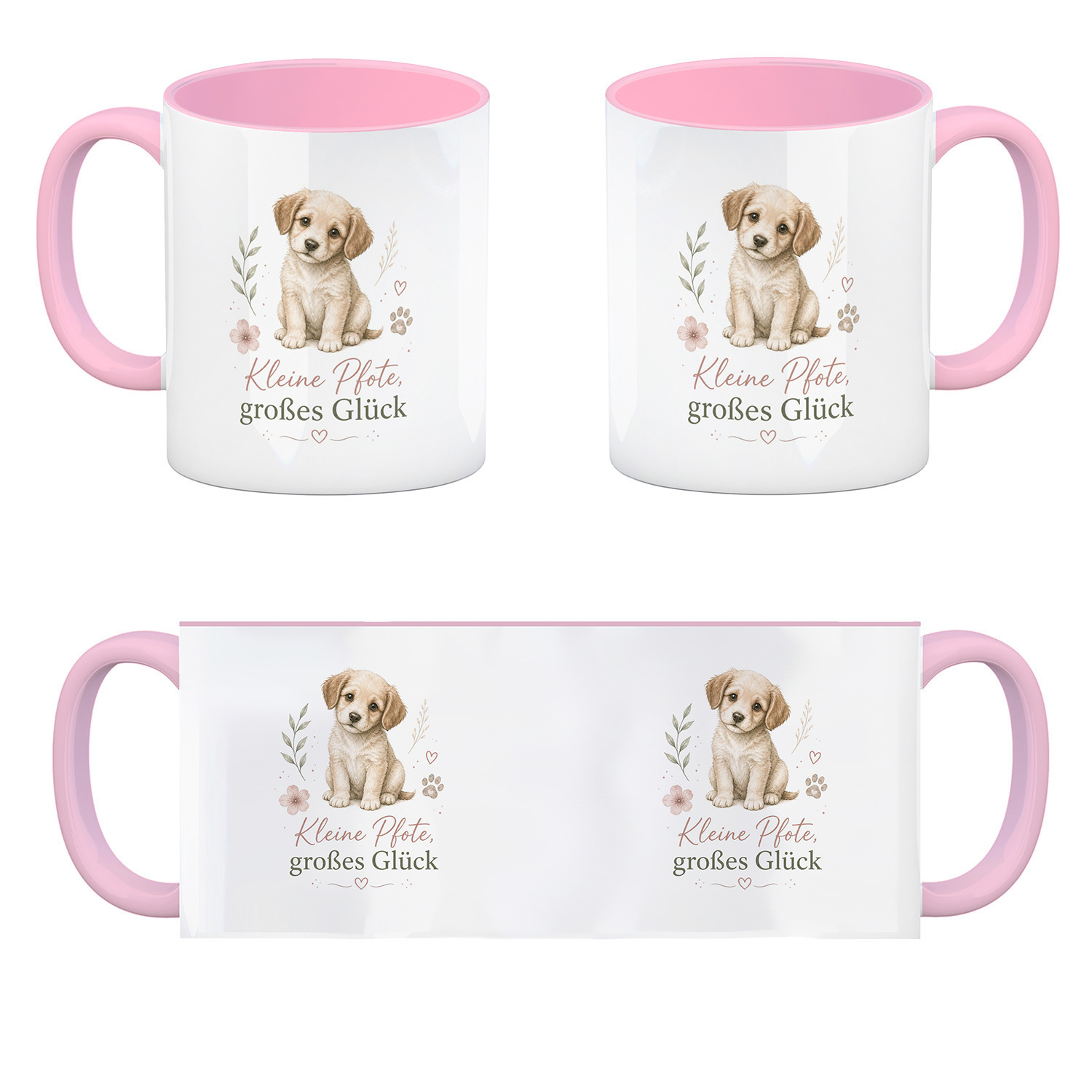 Kaffeebecher in rosa Kleine Pfote - Kaffeetasse mit Pfotenmotiv – Ansicht 4