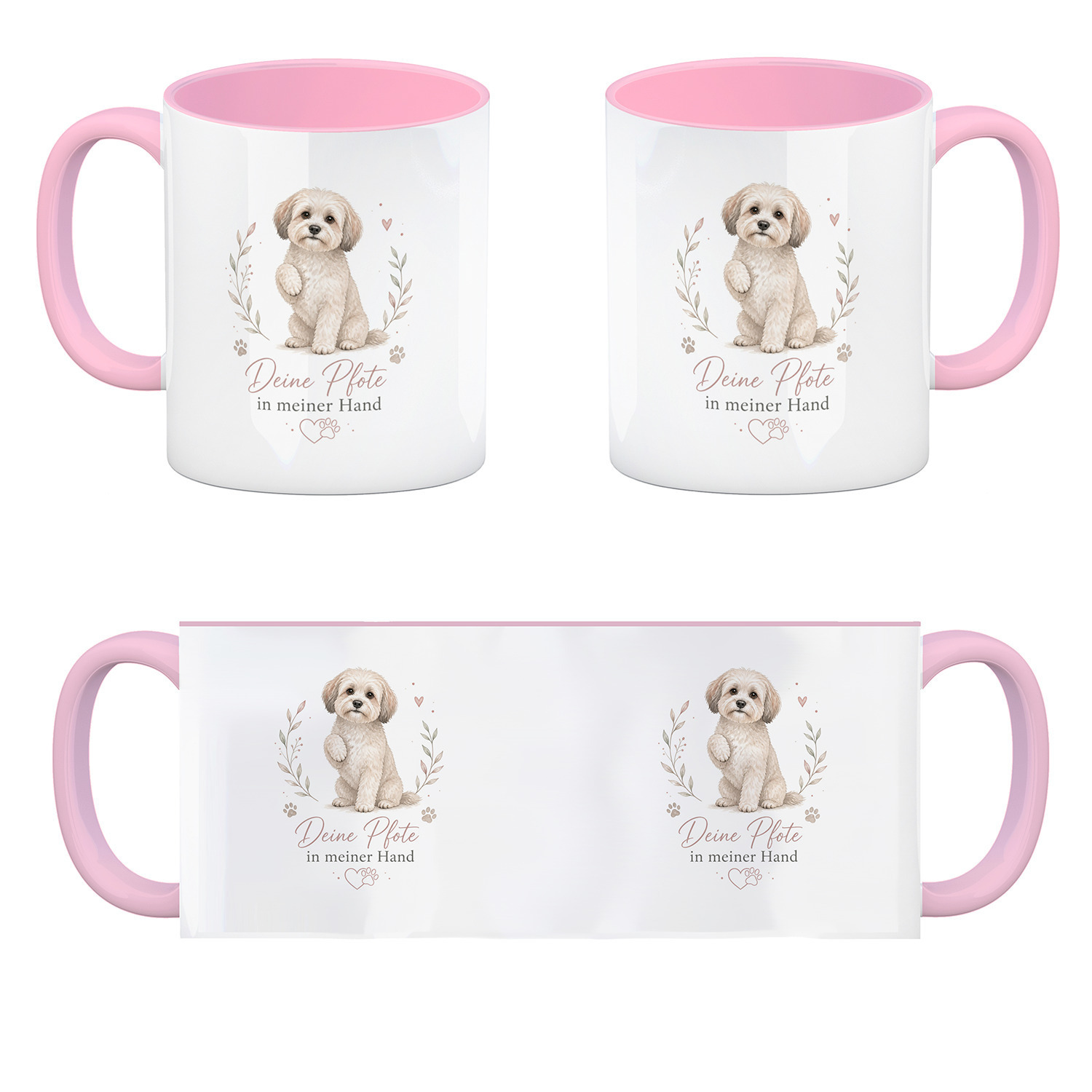 Kaffeebecher in rosa Deine Pfote in meiner Hand - Kaffeetasse mit süssem We – Ansicht 4