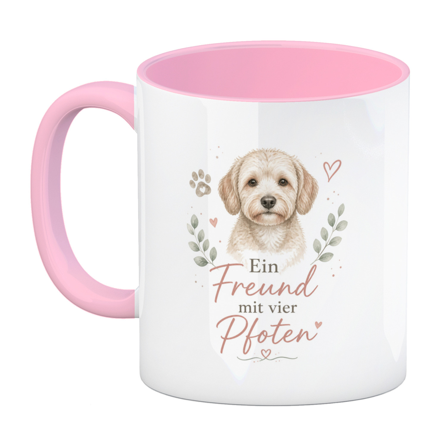 Kaffeebecher in rosa Ein Freund mit vier Pfoten - Hundespruch – Ansicht 2