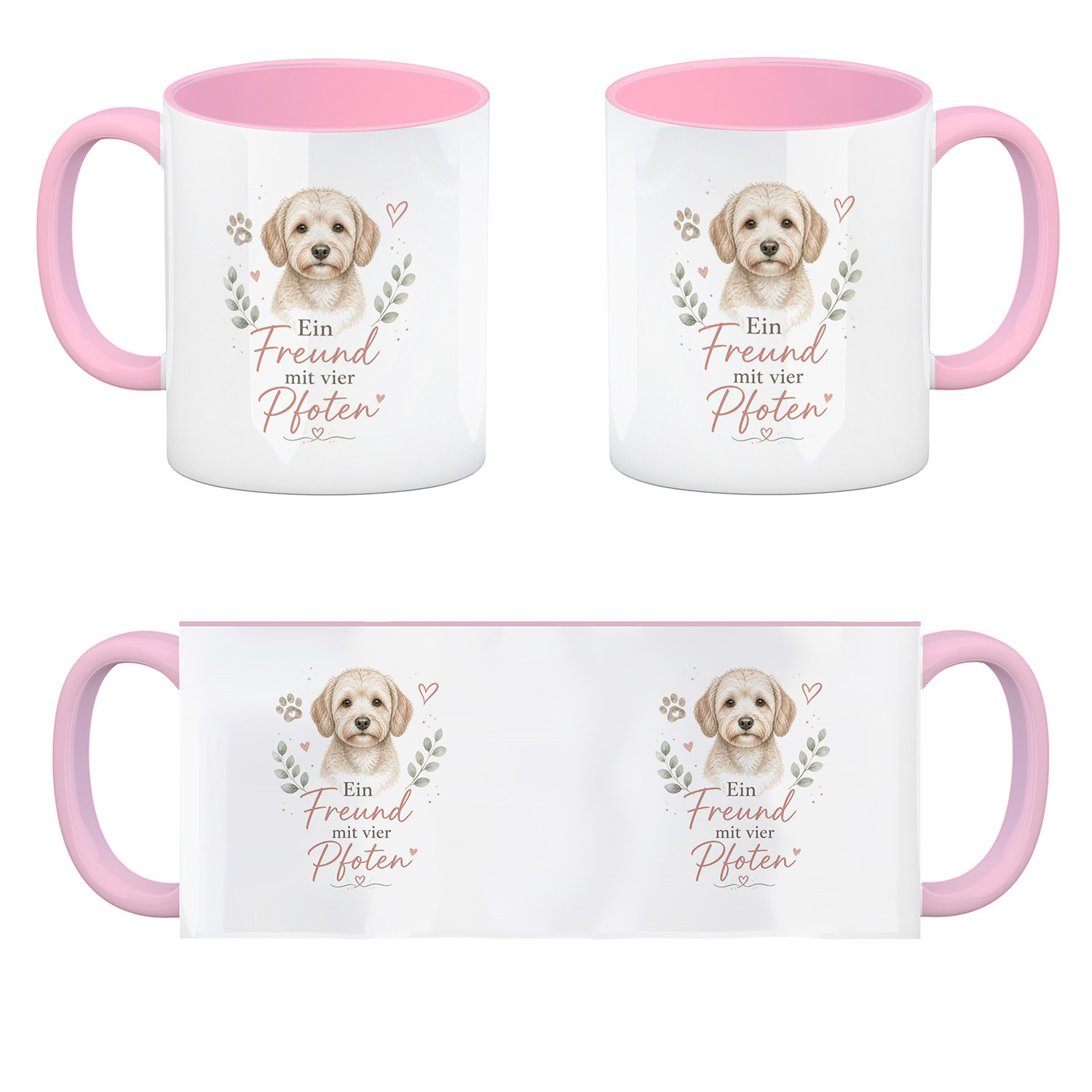 Kaffeebecher in rosa Ein Freund mit vier Pfoten - Hundespruch – Ansicht 4