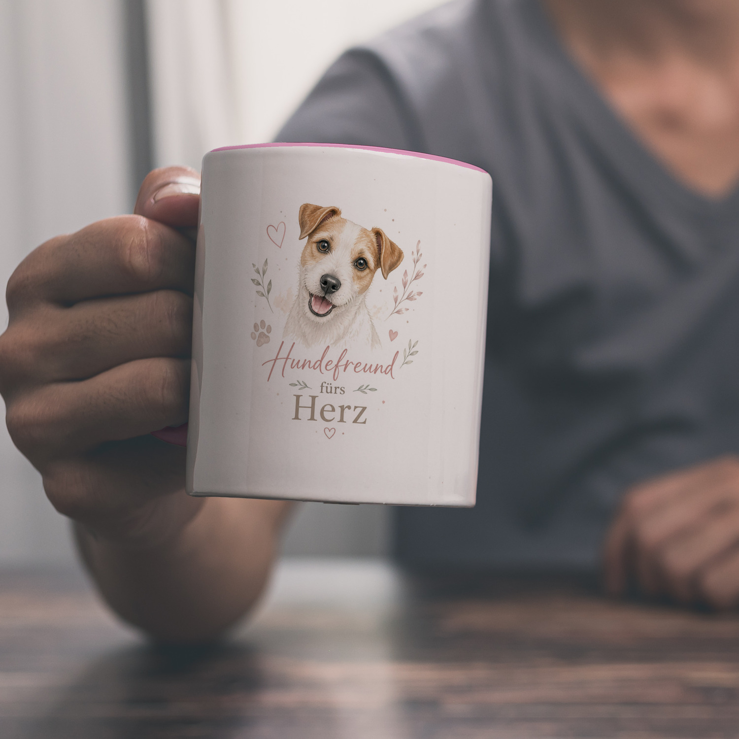 Kaffeebecher in rosa Hundefreund fürs Herz - Hundemotiv Tasse – Ansicht 6
