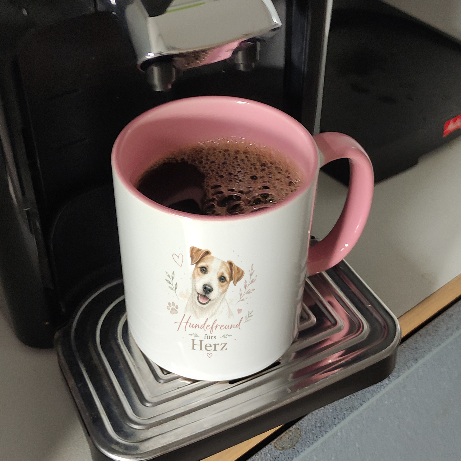 Kaffeebecher in rosa Hundefreund fürs Herz - Hundemotiv Tasse – Ansicht 7