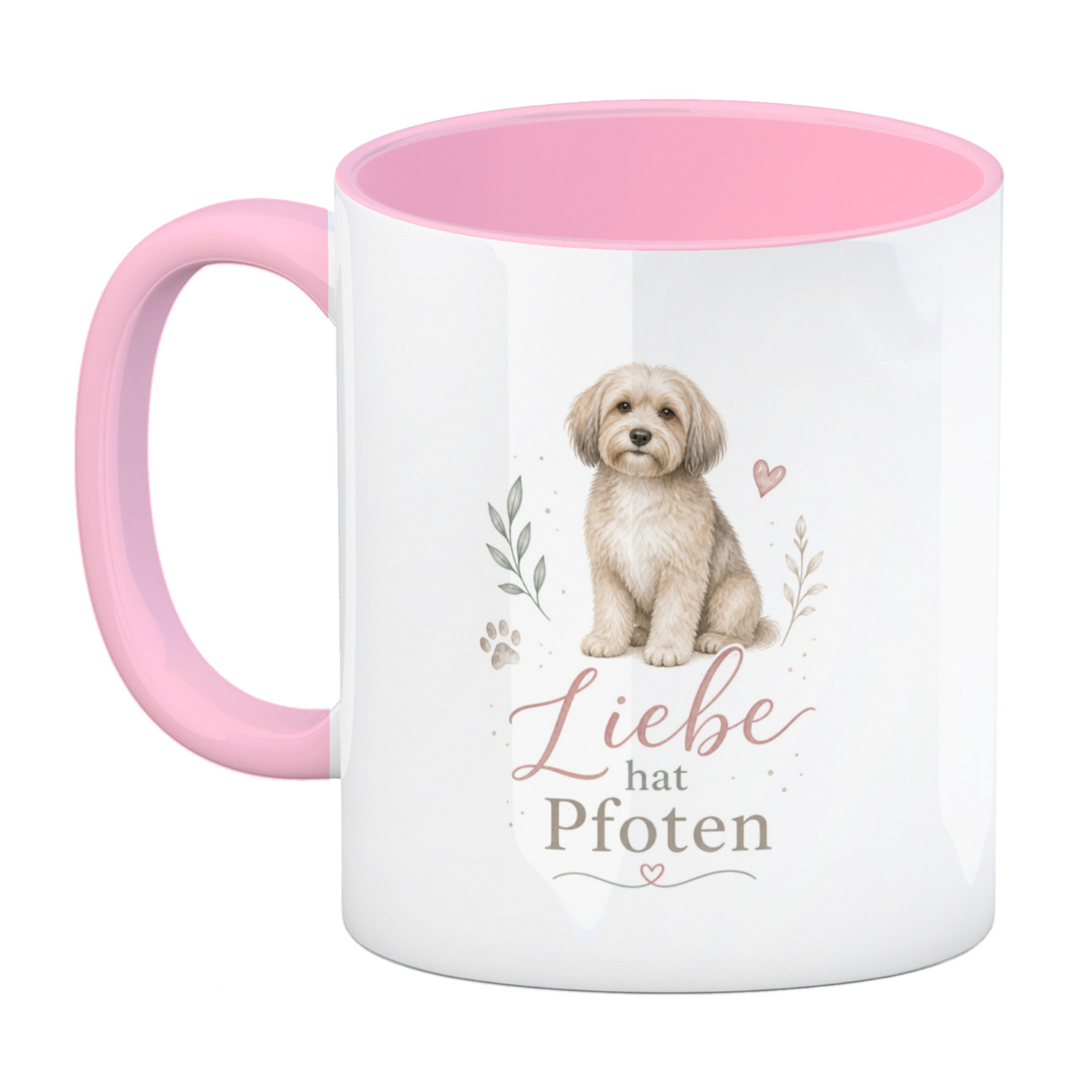 Kaffeebecher in rosa Liebe hat Pfoten - Hundespruch Tasse – Ansicht 2