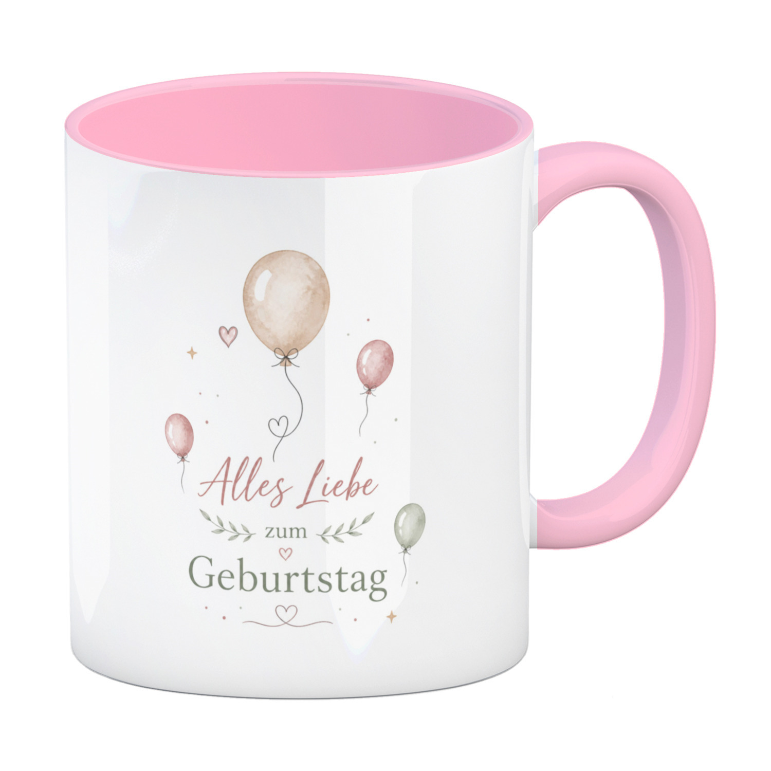 Kaffeebecher in rosa Alles Liebe zum Geburtstag - Ballons Tasse