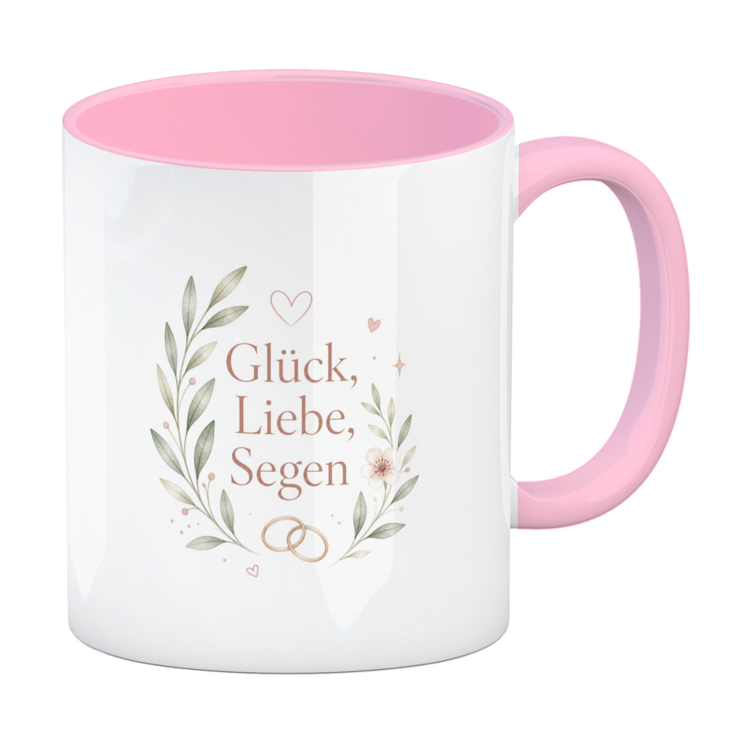 Kaffeebecher in rosa Glück - Kaffeetasse mit zartem Blumenkranz