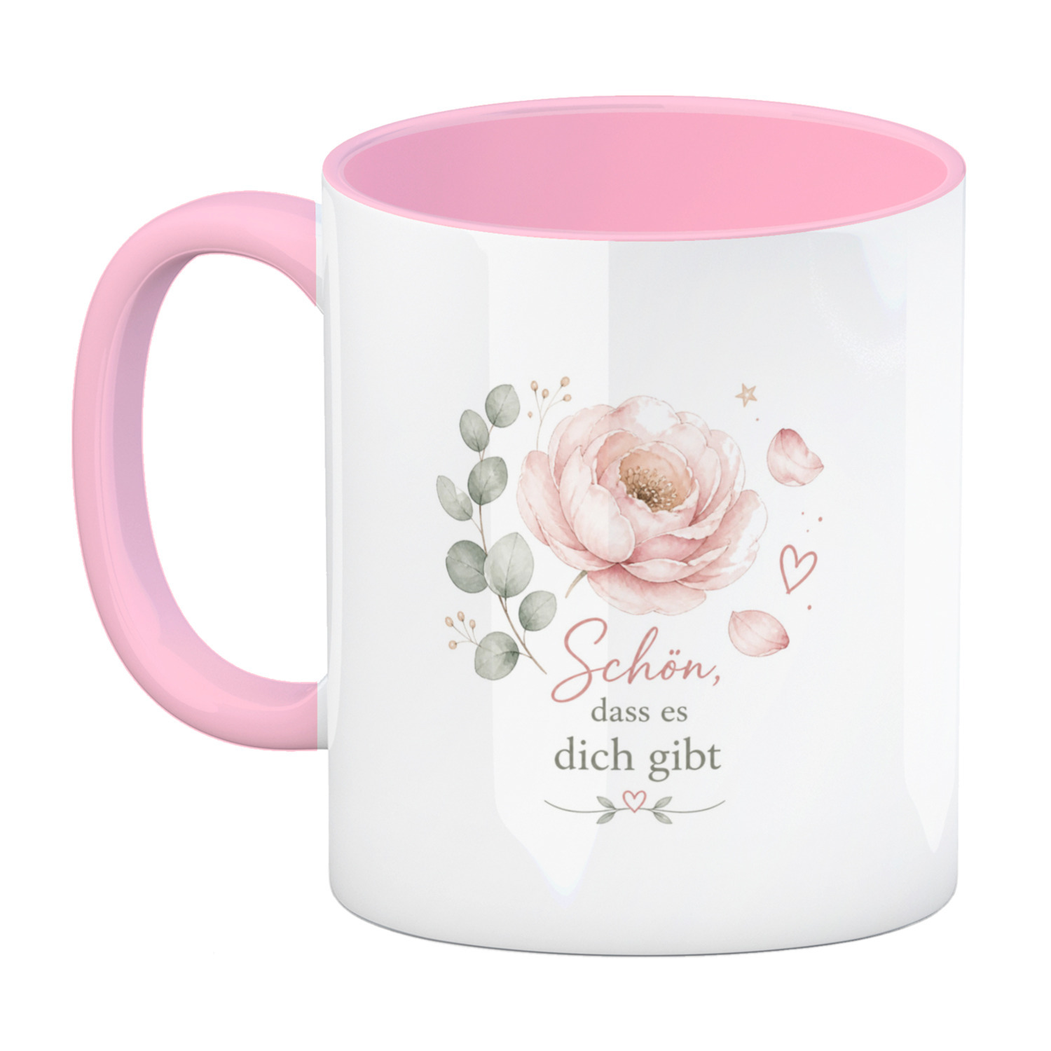 Kaffeebecher in rosa Schön - Kaffeetasse mit Aquarellblüte – Ansicht 2