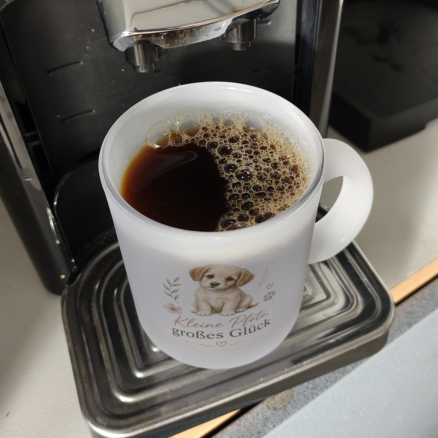 Glas Tasse Kleine Pfote - Trinkglas mit süssem Pfotenmotiv – Ansicht 7