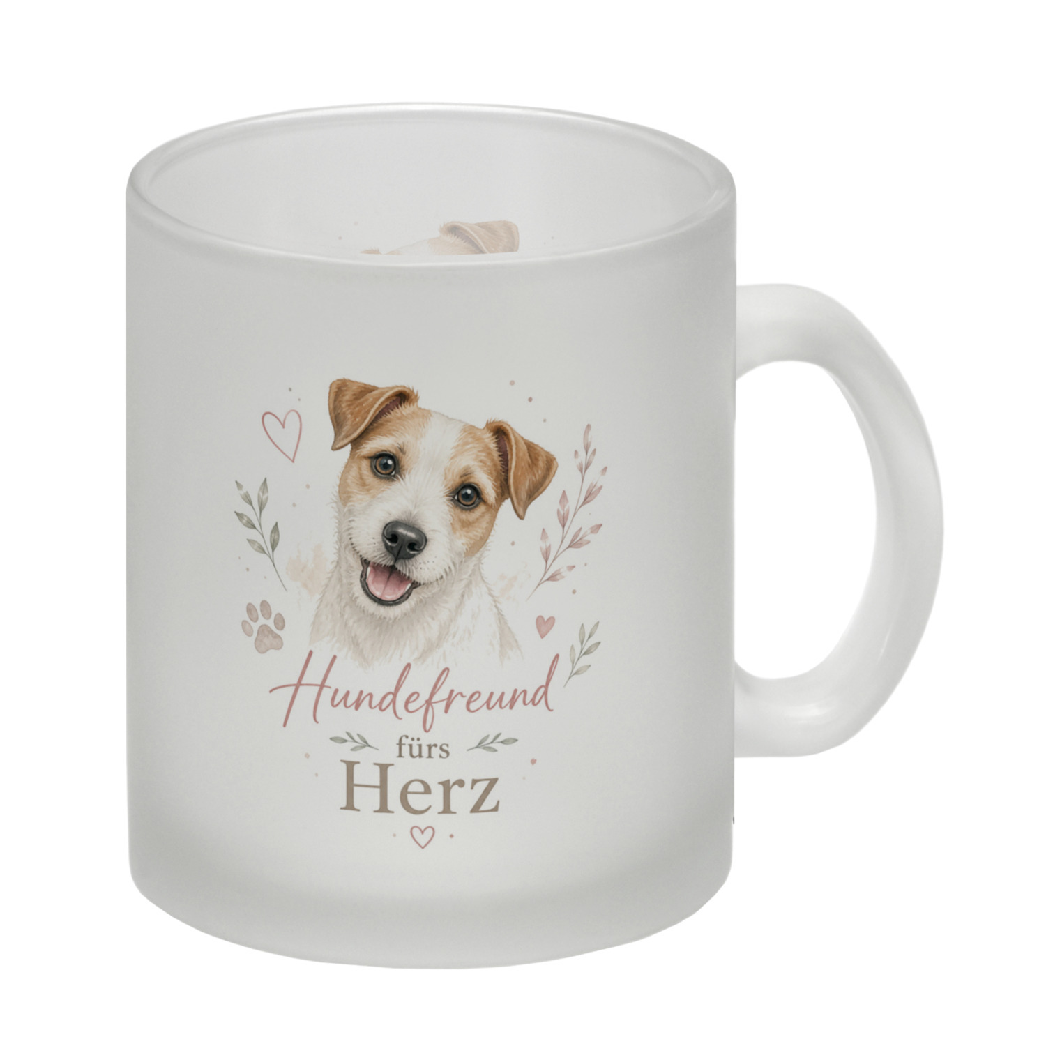 Glas Tasse Hundefreund fürs Herz - zartes Hundemotiv mit Herz