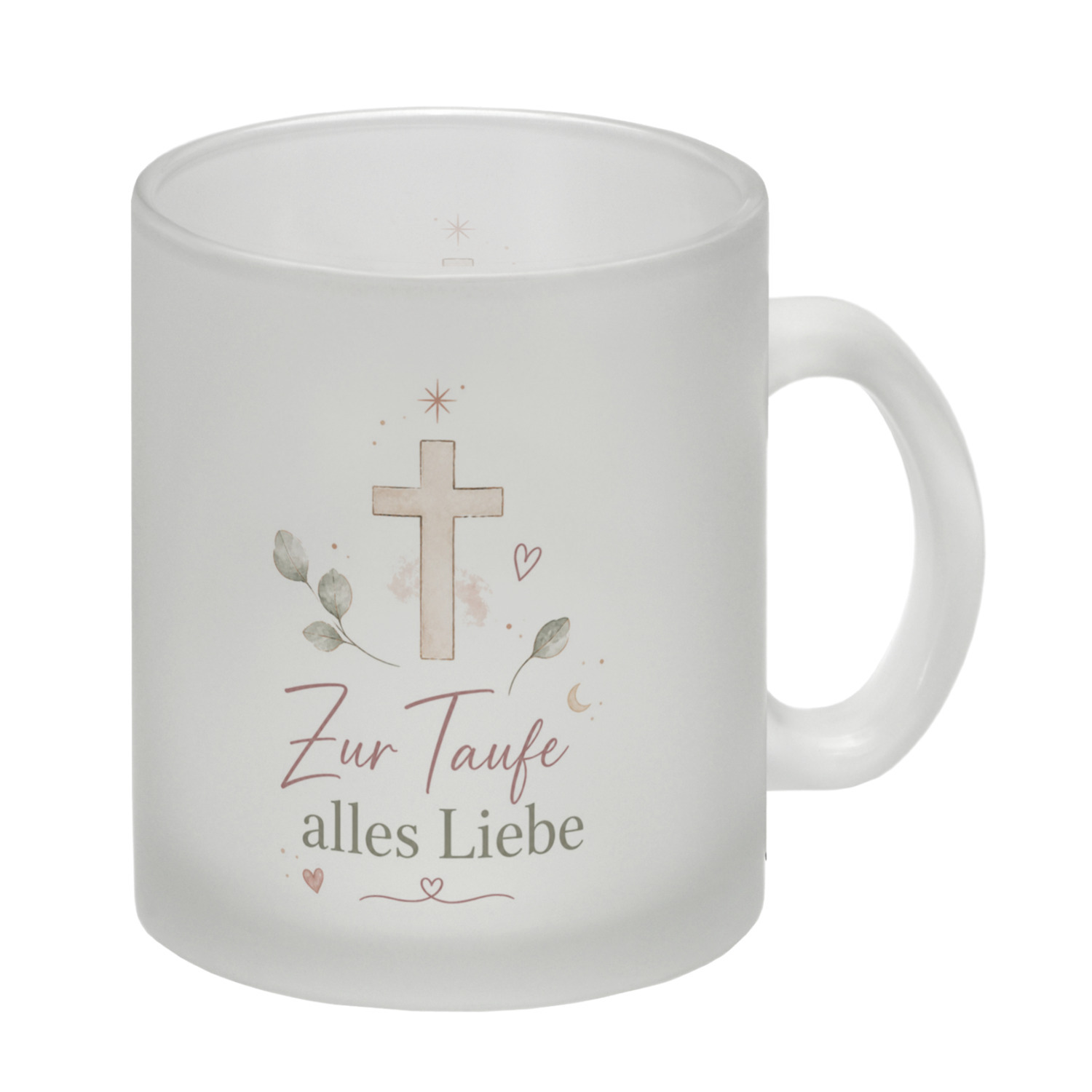 Glas Tasse Zur Taufe alles Liebe - Becher zur Tauferinnerung