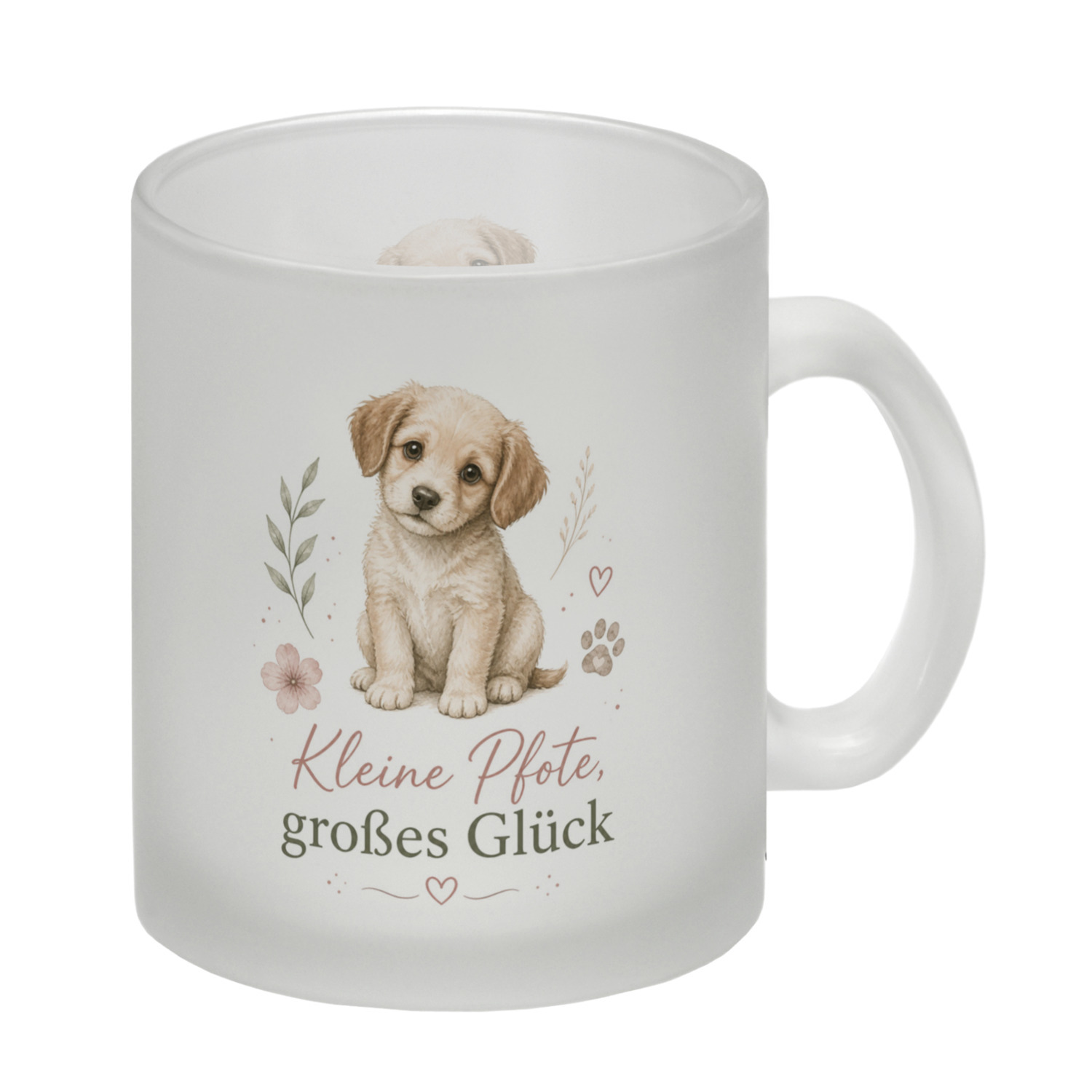 Glas Tasse Kleine Pfote - Trinkglas mit süssem Pfotenmotiv