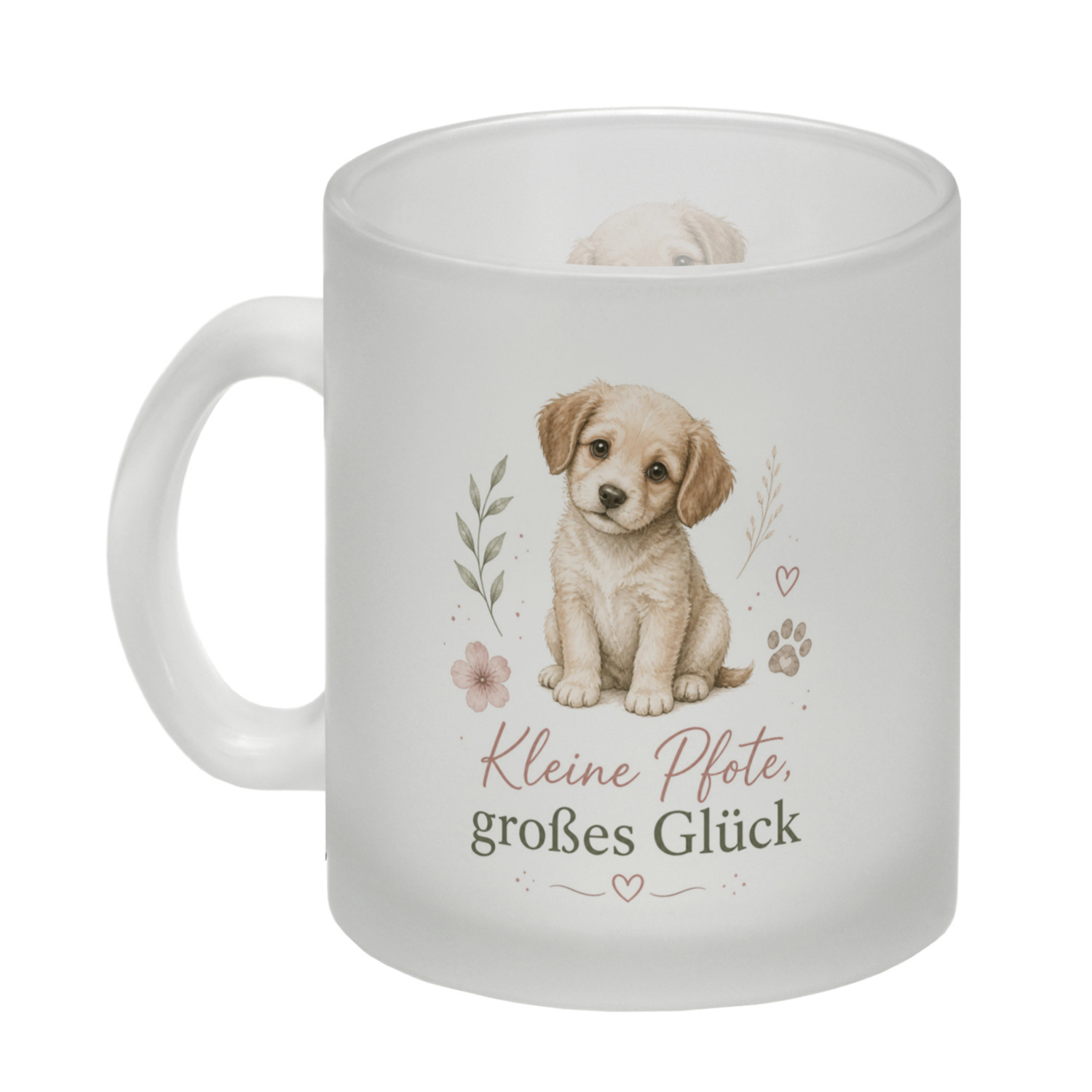 Glas Tasse Kleine Pfote - Trinkglas mit süssem Pfotenmotiv – Ansicht 2