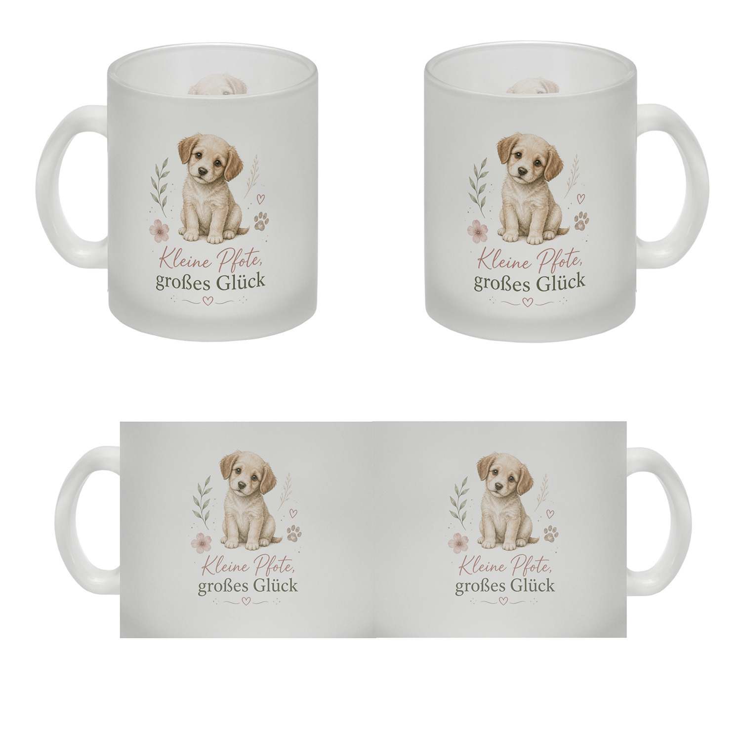 Glas Tasse Kleine Pfote - Trinkglas mit süssem Pfotenmotiv – Ansicht 4