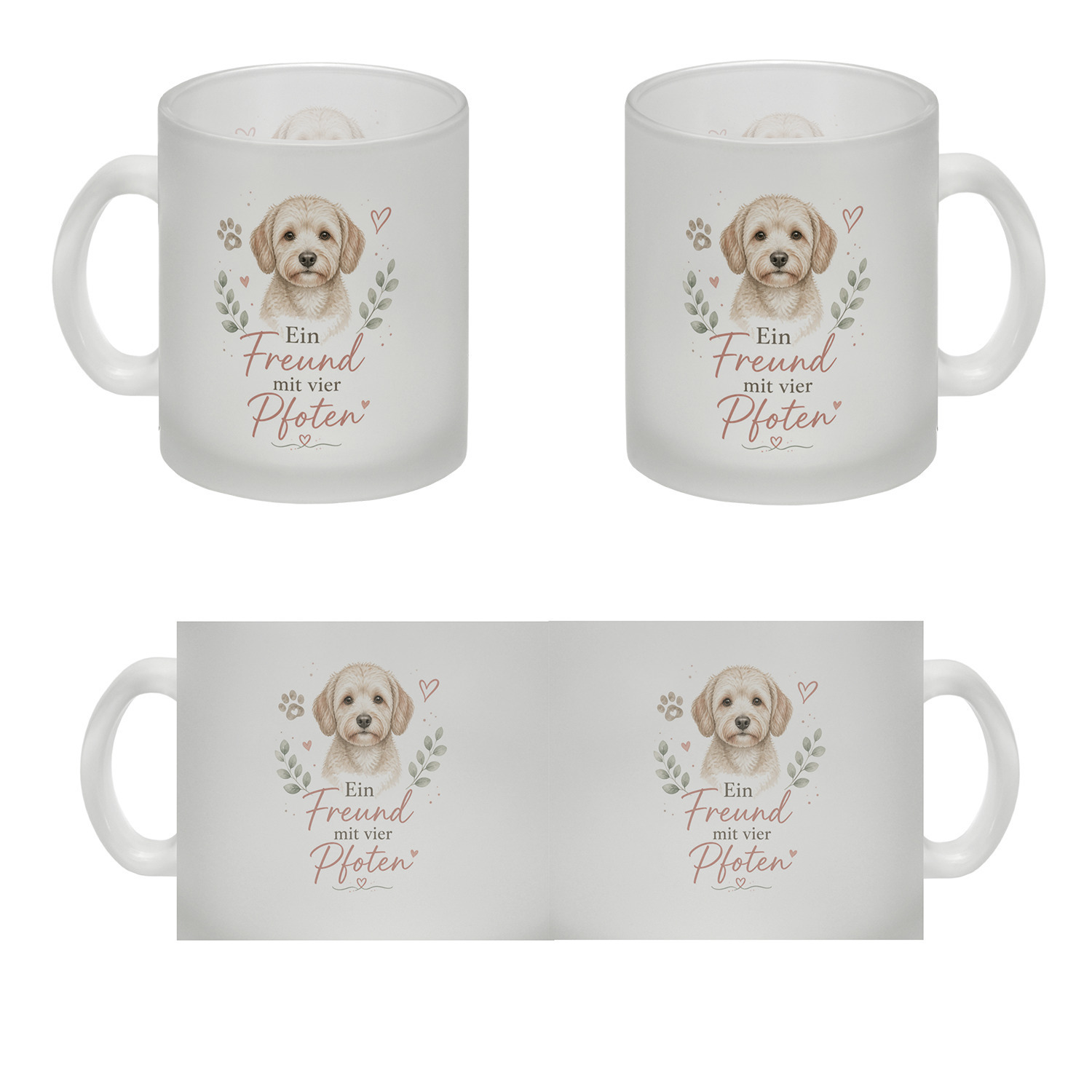 Glas Tasse Ein Freund mit vier Pfoten - Trinkglas mit Hundemotiv – Ansicht 4