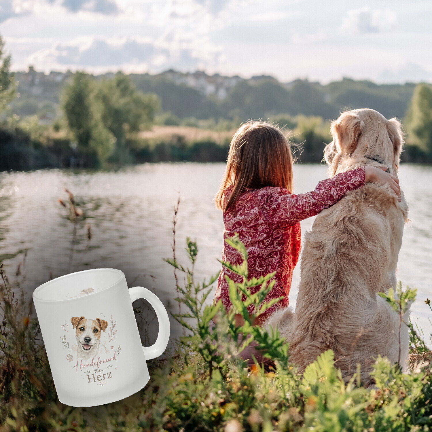 Glas Tasse Hundefreund fürs Herz - zartes Hundemotiv mit Herz – Ansicht 3