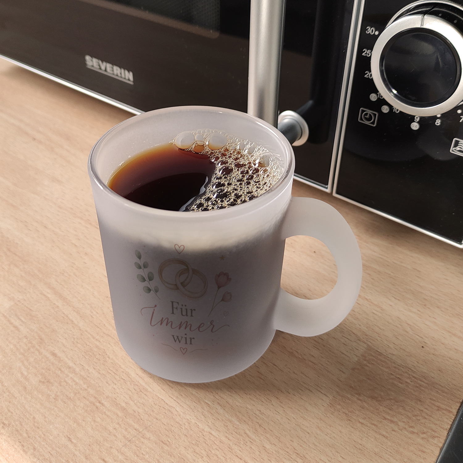 Glas Tasse Für immer wir - Trinkglas mit Eheringen Becher – Ansicht 5
