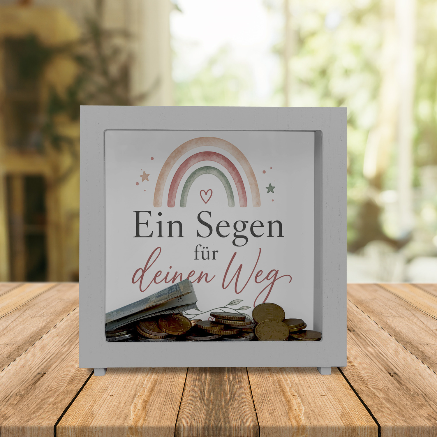 Rahmen Spardose Holz Ein Segen für deinen Weg - Regenbogen – Ansicht 2