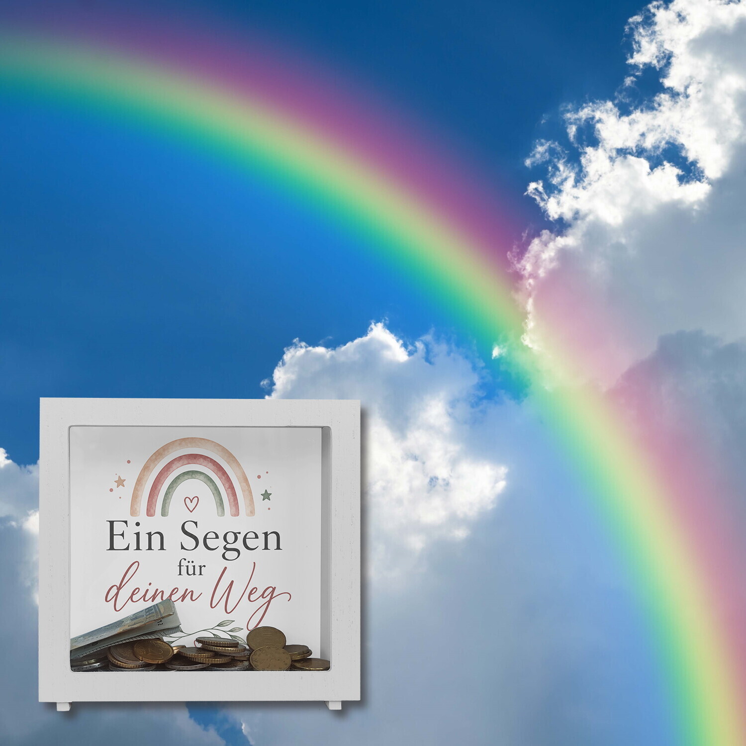 Rahmen Spardose Holz Ein Segen für deinen Weg - Regenbogen – Ansicht 5
