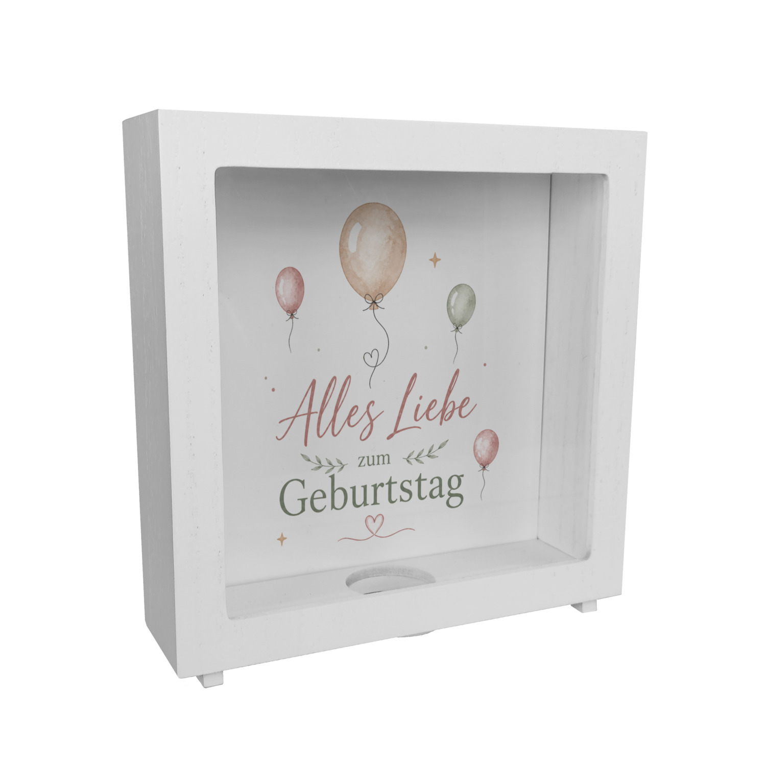 Rahmen Spardose Holz Alles Liebe zum Geburtstag - Ballons