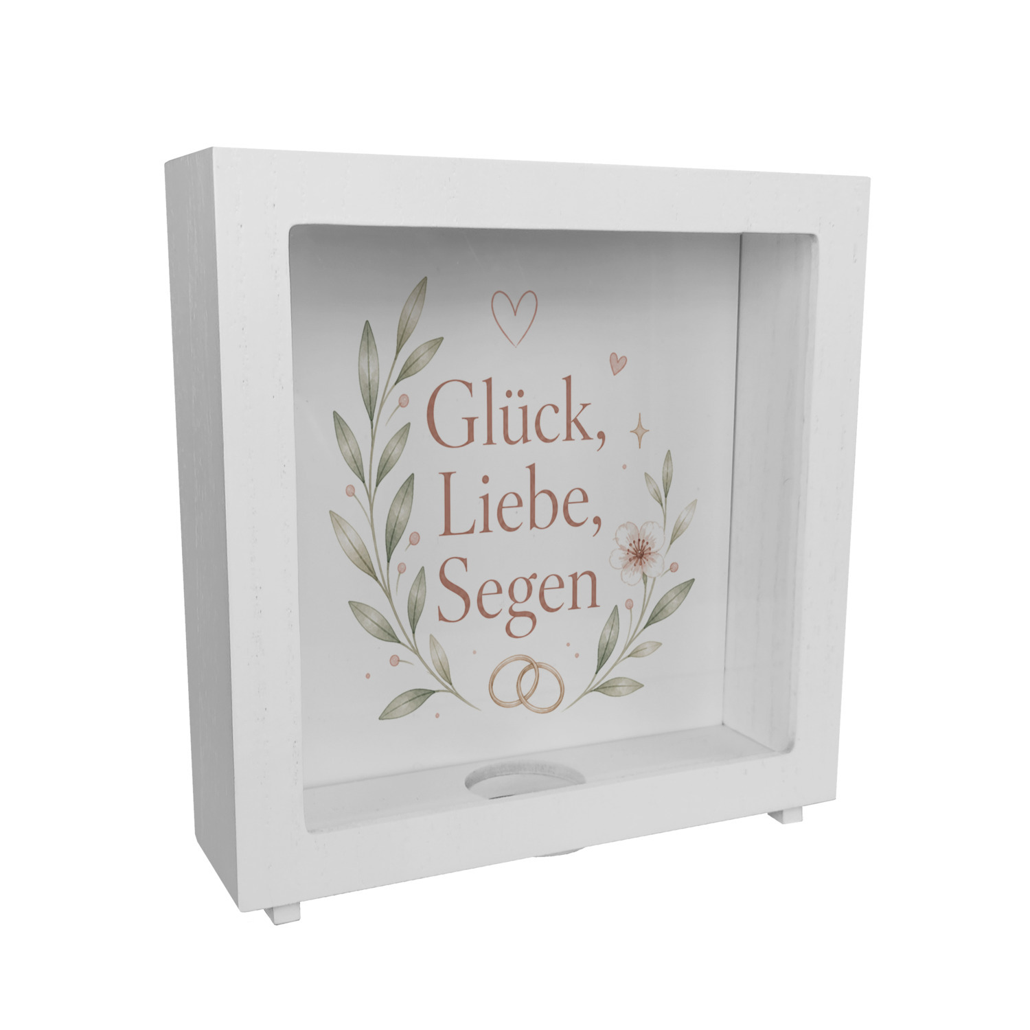 Rahmen Spardose Holz Glück - Sparbüchse mit Herzmotiv