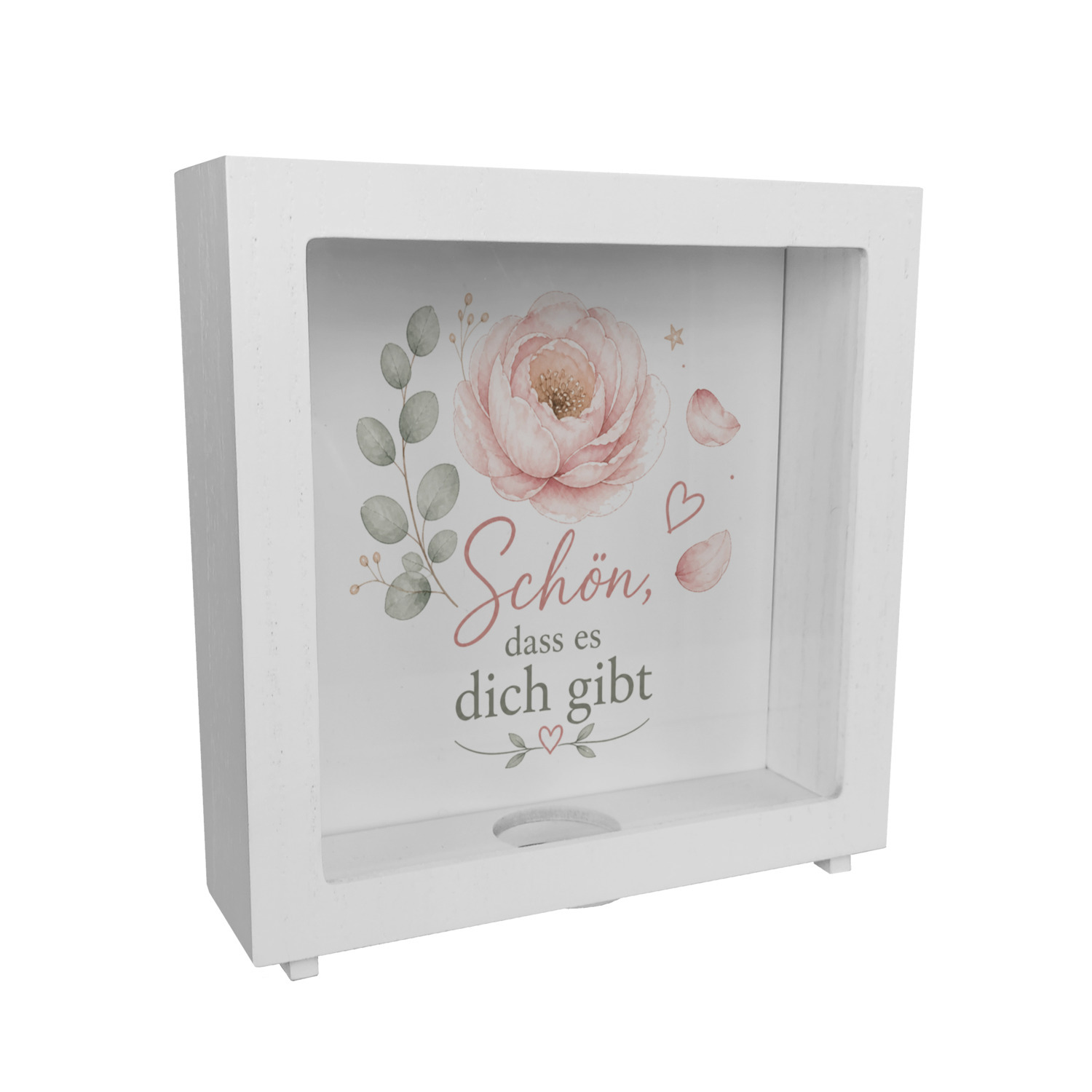 Rahmen Spardose Holz Schön - Sparschwein mit Herzmotiv