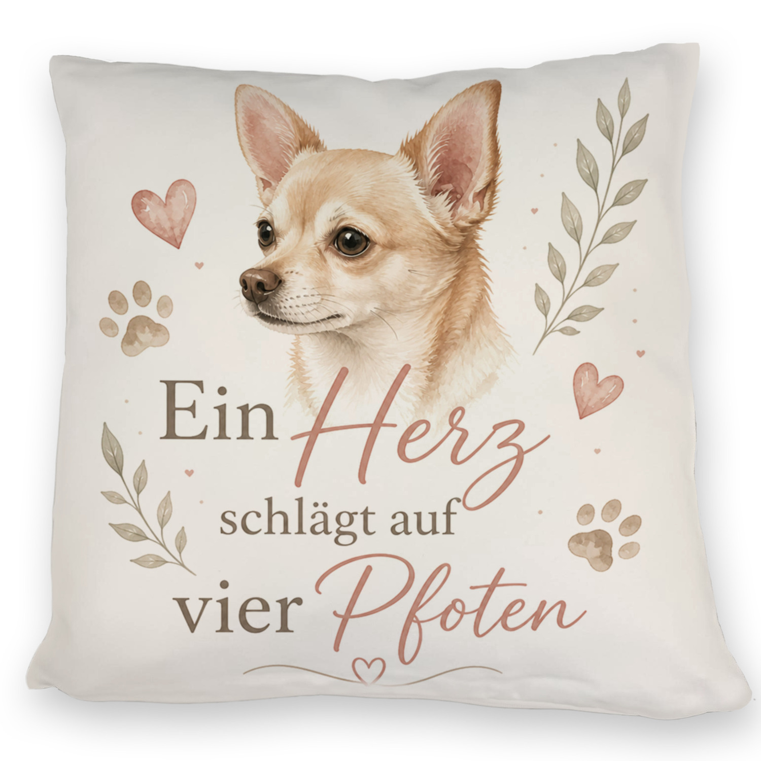 Kissen Ein Herz schlägt auf vier Pfoten - Herzmotiv Dekokissen