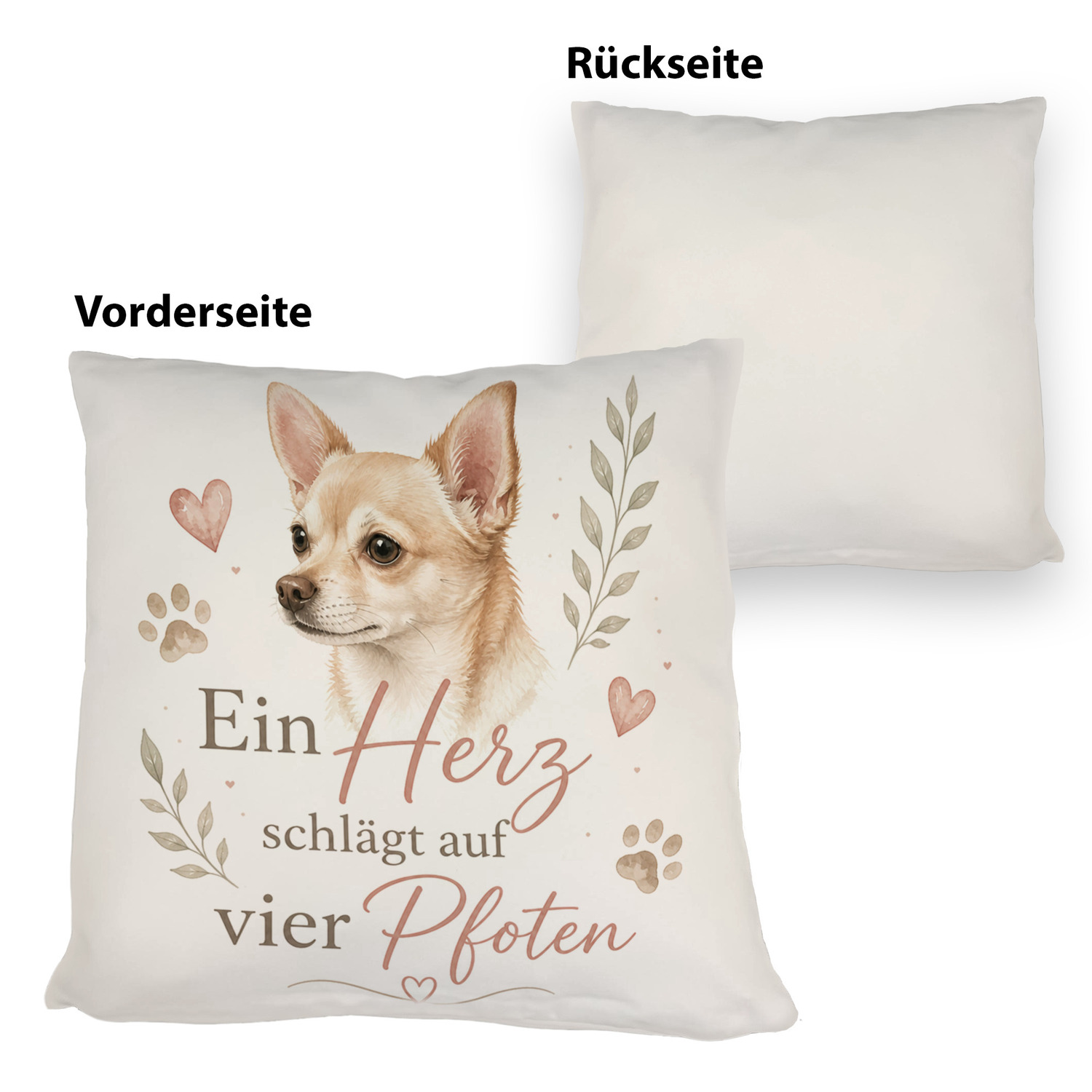 Kissen Ein Herz schlägt auf vier Pfoten - Herzmotiv Dekokissen – Ansicht 3